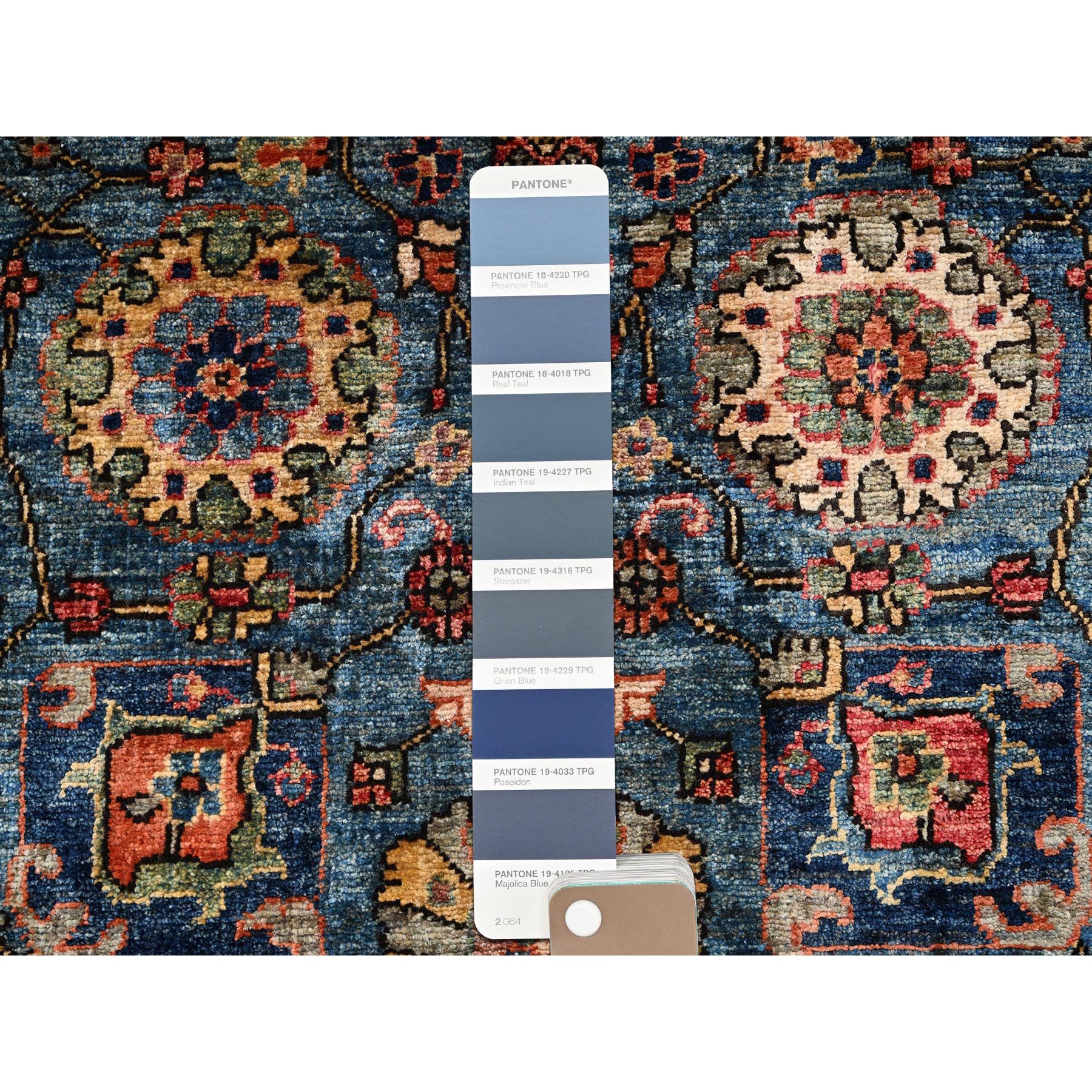 2'7"x21'5" Stone Blue, Northwest Persian All Over Design, Aryana Grade, Vegetable Dyes, Soft Pile, High Mountain Wool, Hand Knotted, Densely Woven, XL Runner, Oriental Rug Sh1122