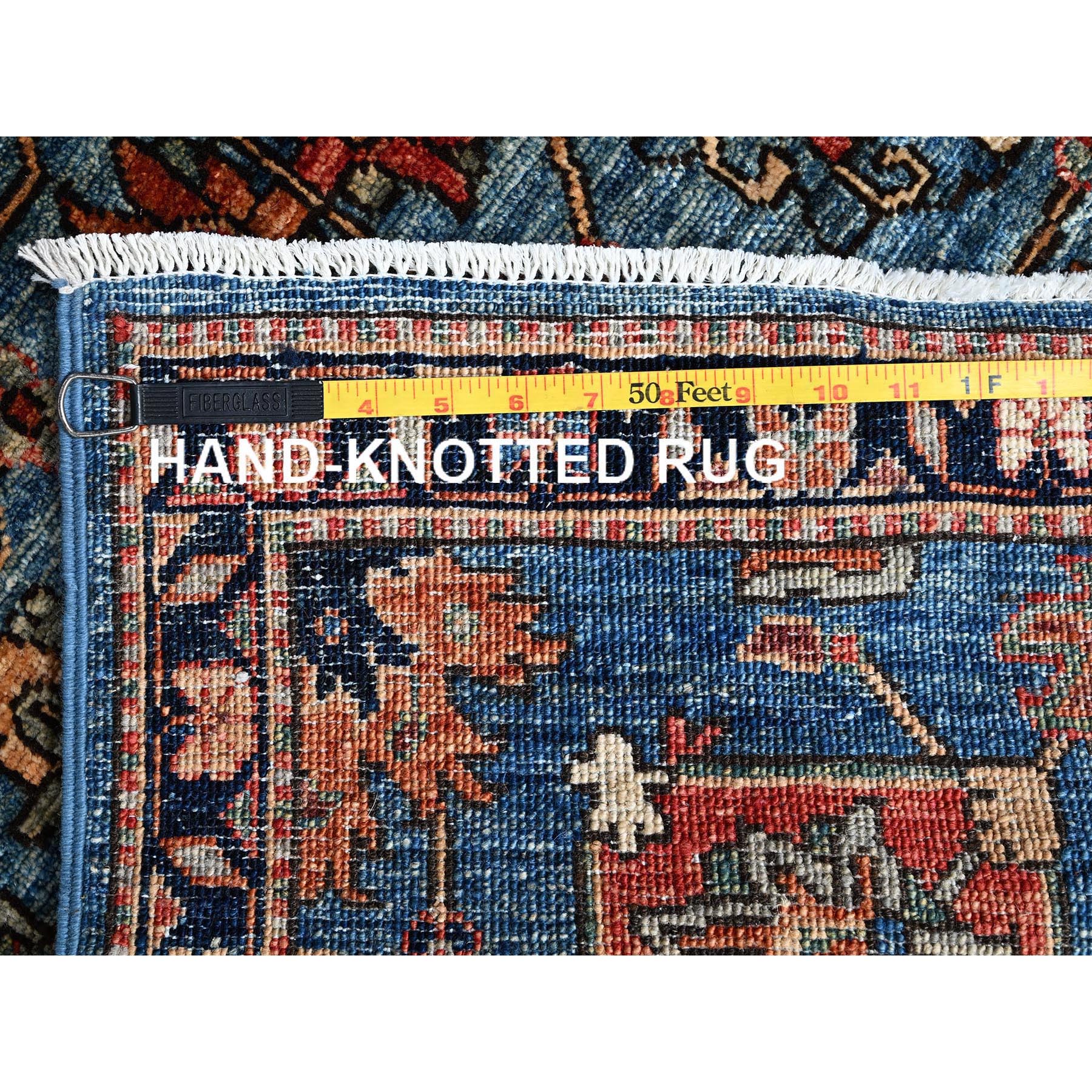 2'7"x21'5" Stone Blue, Northwest Persian All Over Design, Aryana Grade, Vegetable Dyes, Soft Pile, High Mountain Wool, Hand Knotted, Densely Woven, XL Runner, Oriental Rug Sh1122