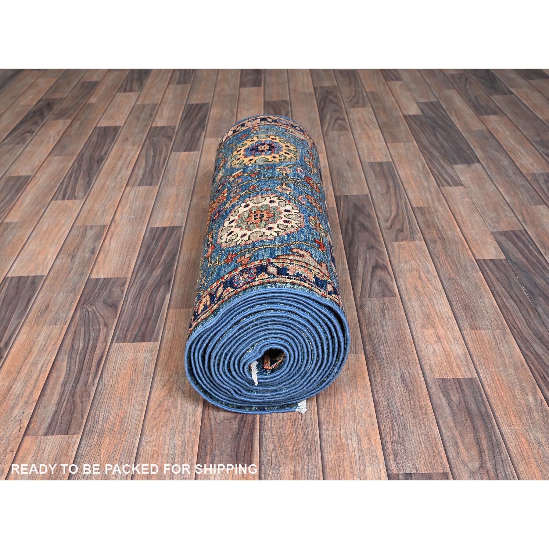 2'7"x21'5" Imperial Blue, Northwest Persian All Over Design, Aryana Grade, Vegetable Dyes, Soft Pile, High Mountain Wool, Hand Knotted, Densely Woven, XL Runner, Oriental Rug Sh1123