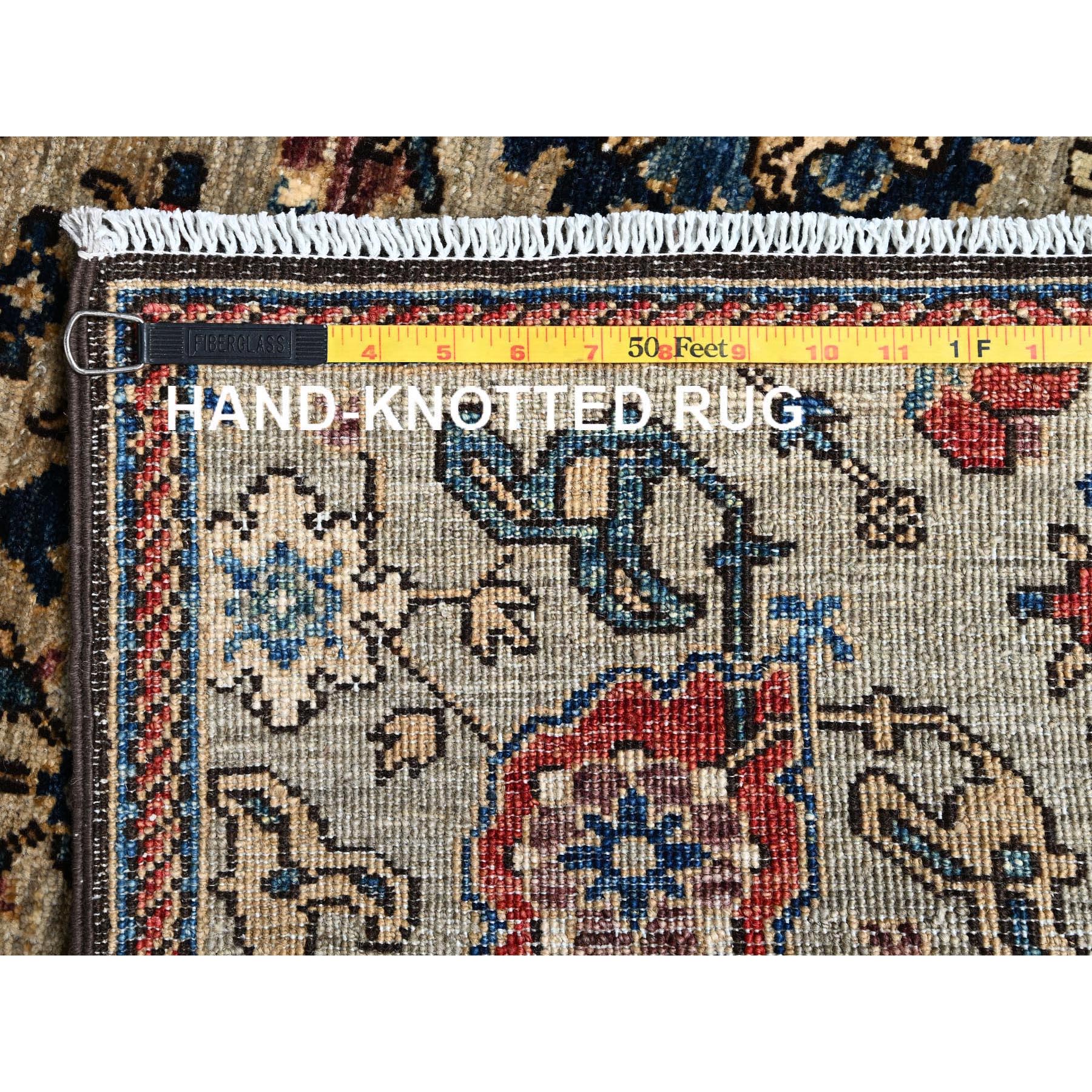 3'x13'10" Tan Brown, Northwest Persian All Over Design, Aryana Grade, Vegetable Dyes, Soft Pile, High Mountain Wool, Hand Knotted, Densely Woven, Runner, Oriental Rug Sh1122