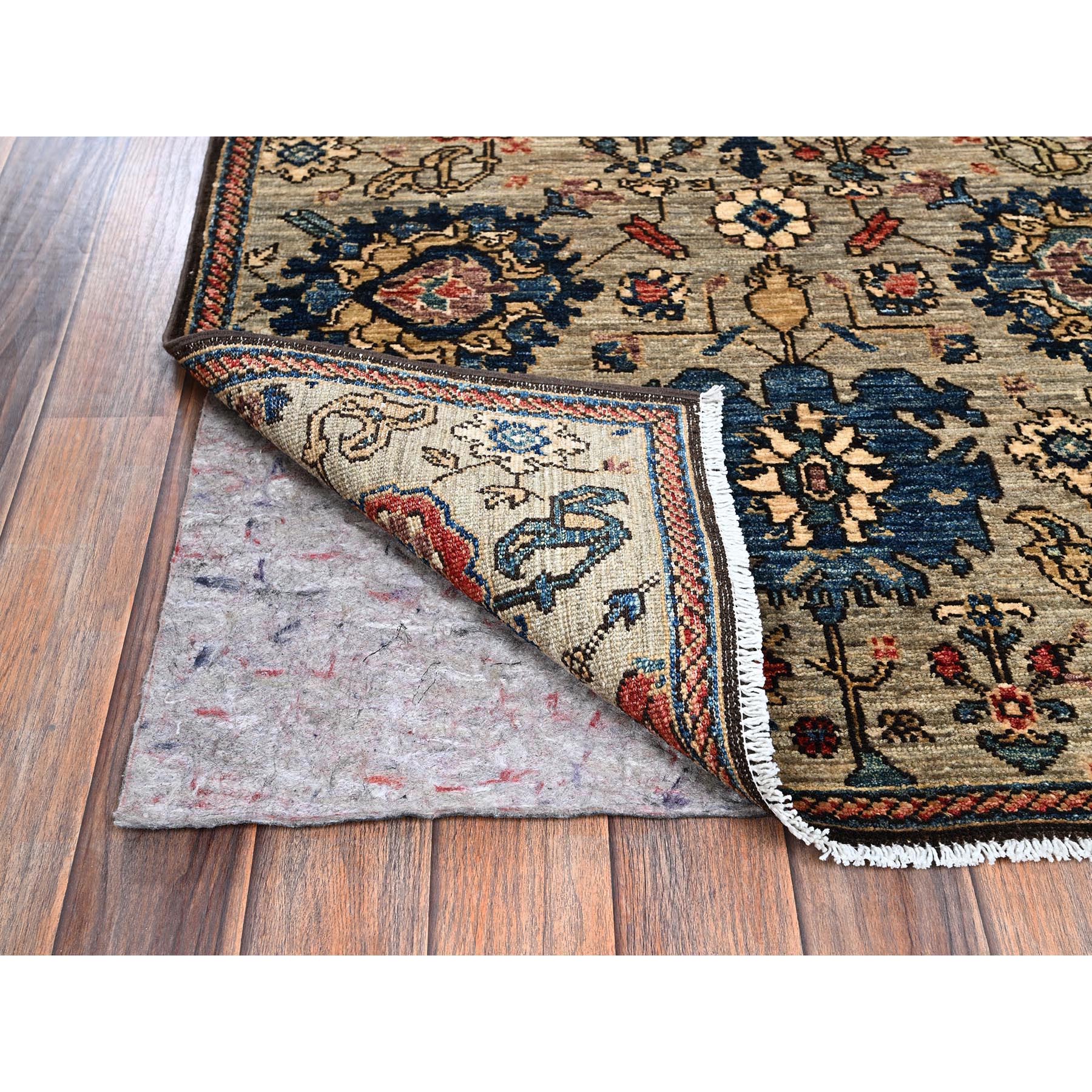 3'x14' Dark Vanilla Brown, Northwest Persian All Over Design, Aryana Grade, Vegetable Dyes, Soft Pile, High Mountain Wool, Hand Knotted, Densely Woven, Runner, Oriental Rug Sh1127