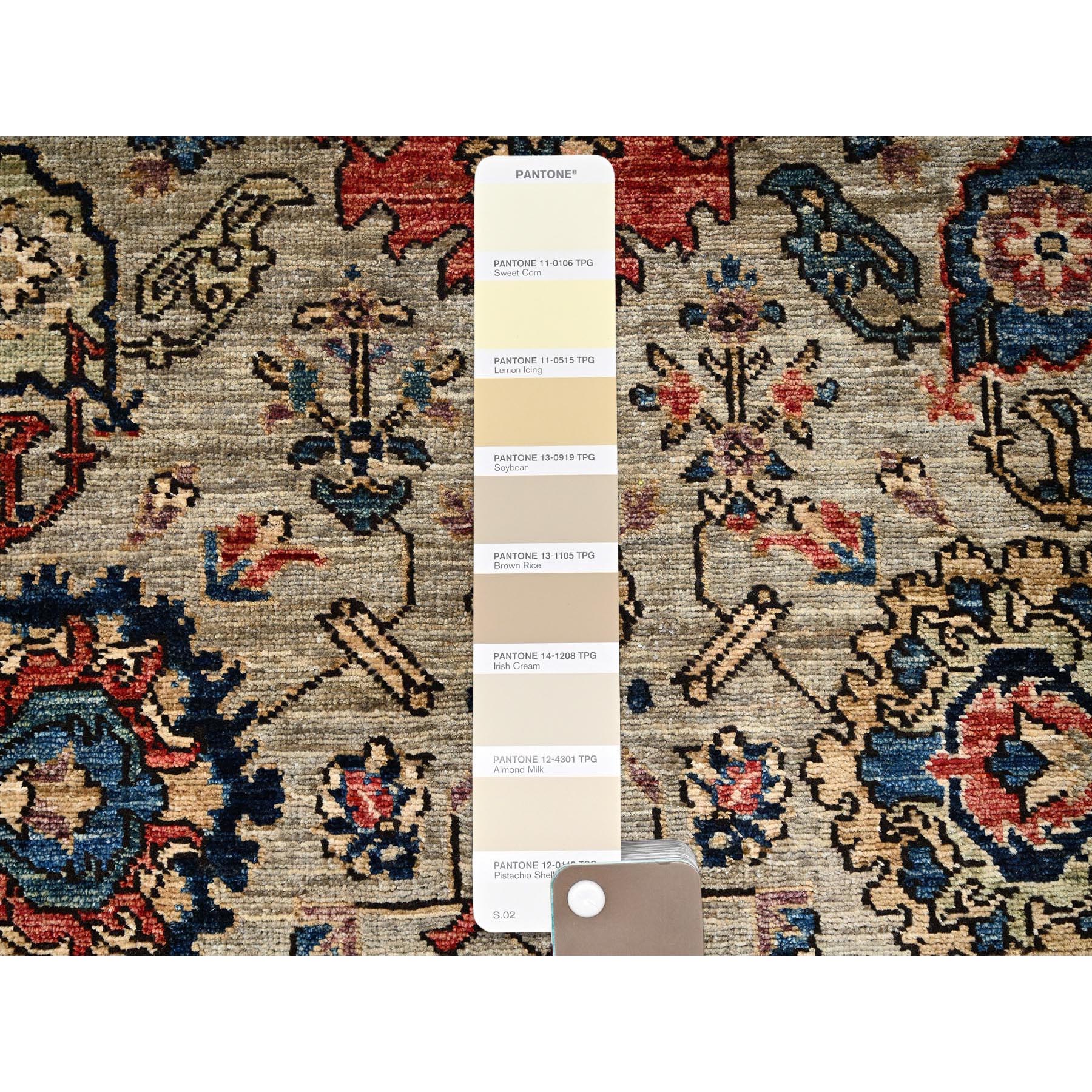 3'x14' Dark Vanilla Brown, Northwest Persian All Over Design, Aryana Grade, Vegetable Dyes, Soft Pile, High Mountain Wool, Hand Knotted, Densely Woven, Runner, Oriental Rug Sh1127