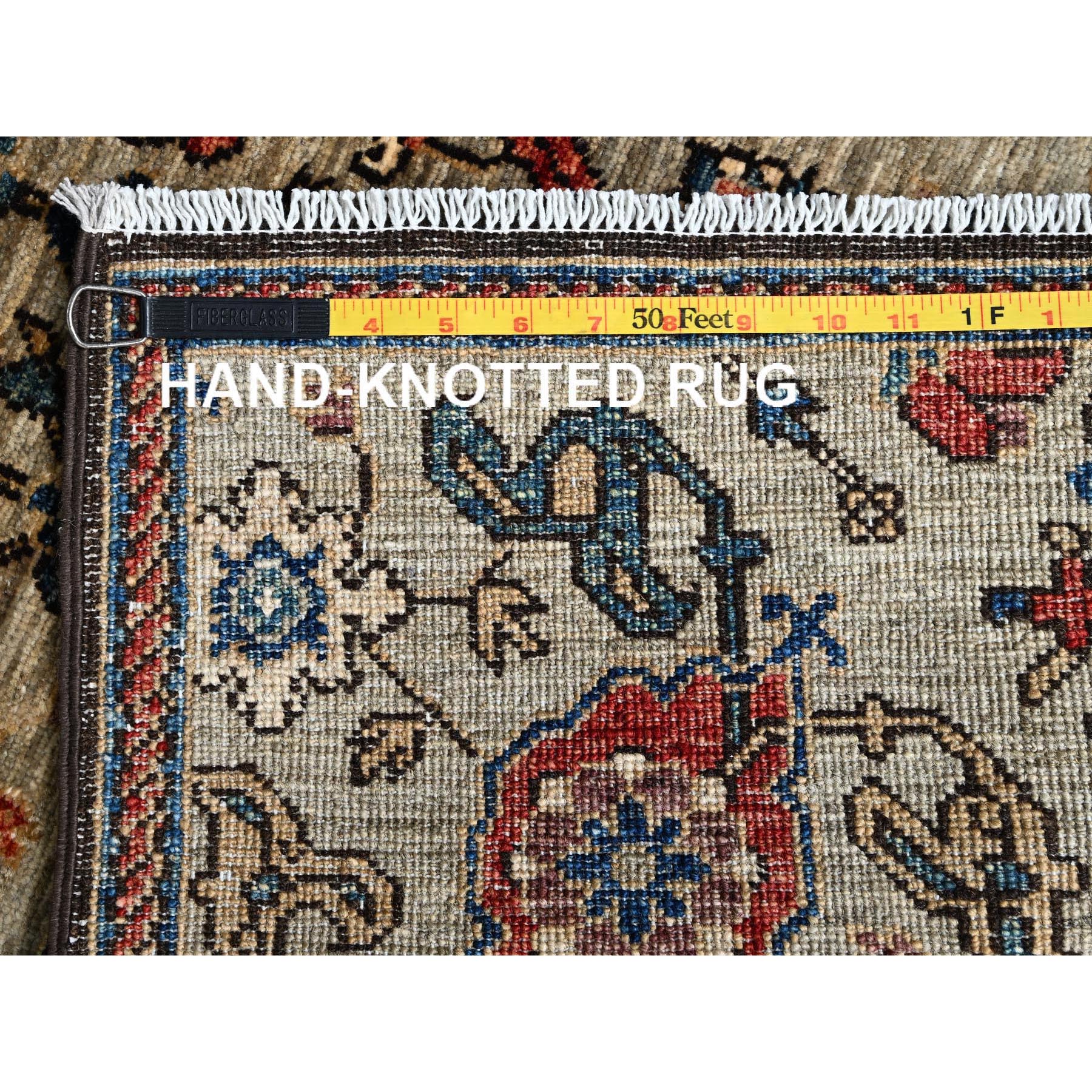 3'x14' Dark Vanilla Brown, Northwest Persian All Over Design, Aryana Grade, Vegetable Dyes, Soft Pile, High Mountain Wool, Hand Knotted, Densely Woven, Runner, Oriental Rug Sh1127