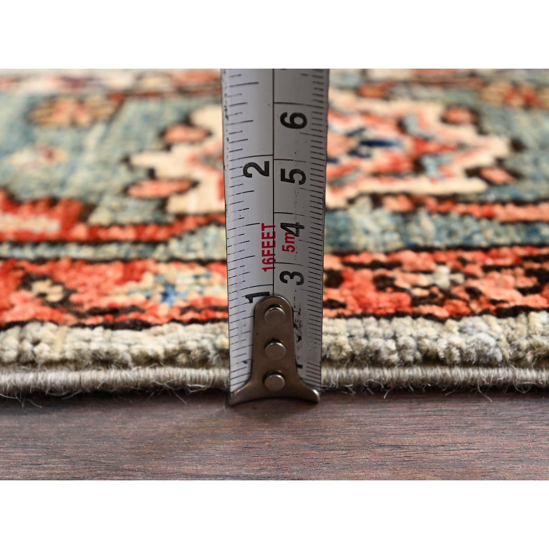 3'10"x5'10" Light Green, Heriz All Over Design, Aryana Collection, Vegetable Dyes, Hand Knotted, Soft Pile, High Mountain Wool, Densely Woven, Oriental Rug Sh1136