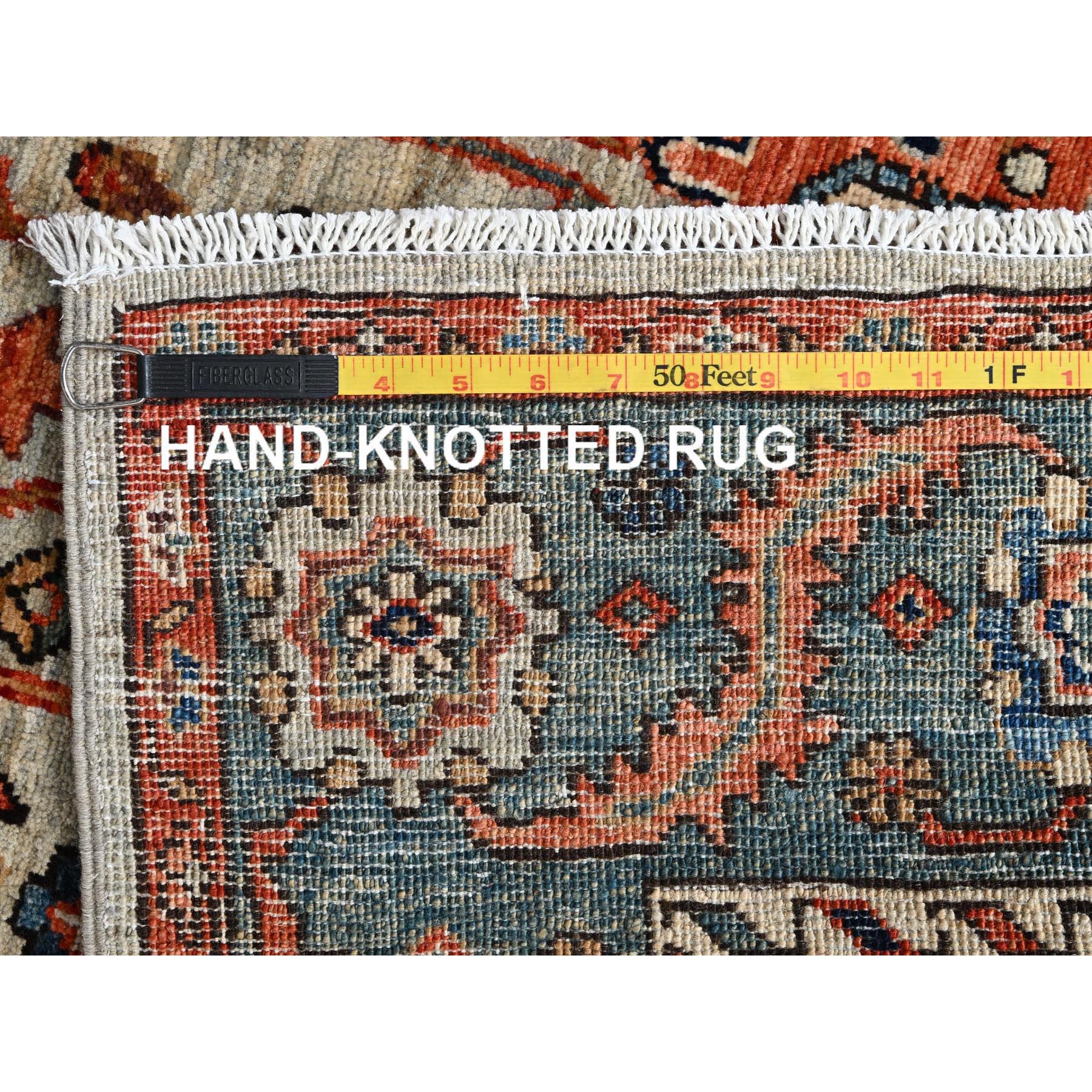 3'10"x5'10" Light Green, Heriz All Over Design, Aryana Collection, Vegetable Dyes, Hand Knotted, Soft Pile, High Mountain Wool, Densely Woven, Oriental Rug Sh1136