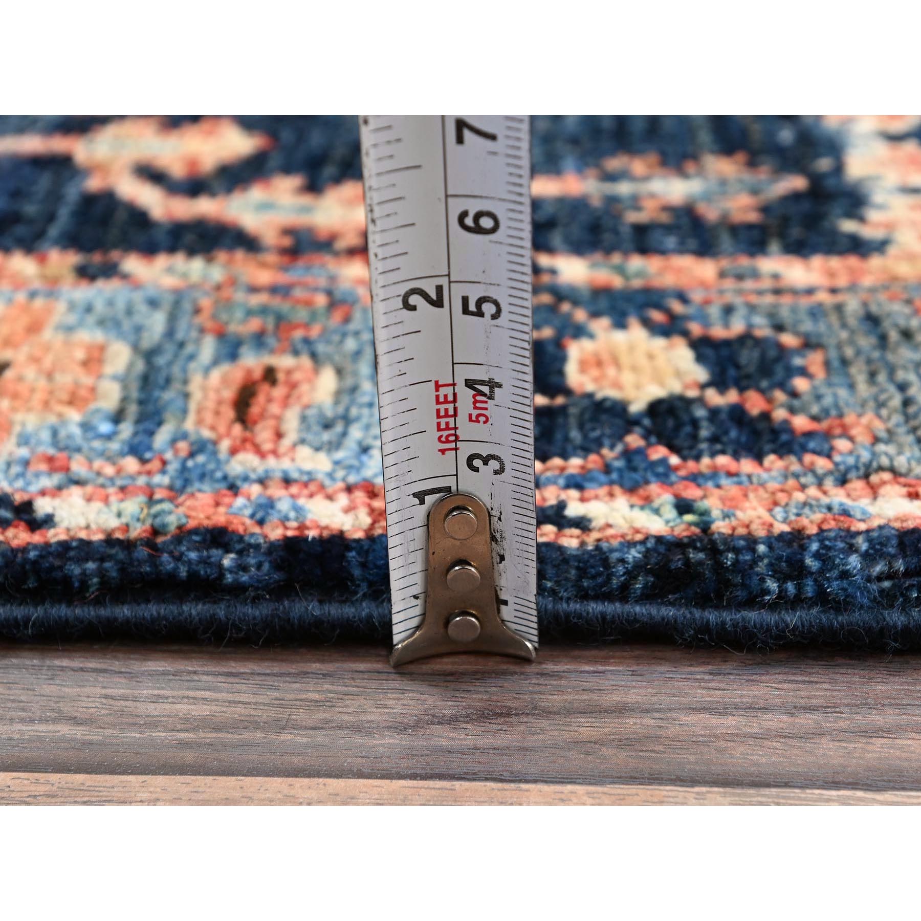 2'2"x6' Midnight Blue, Northwest Persian Willow Tree Design, Aryana Collection, Vegetable Dyes, Hand Knotted, Soft Pile, High Mountain Wool, Densely Woven, Short & Narrow Runner, Oriental Rug Sh1141