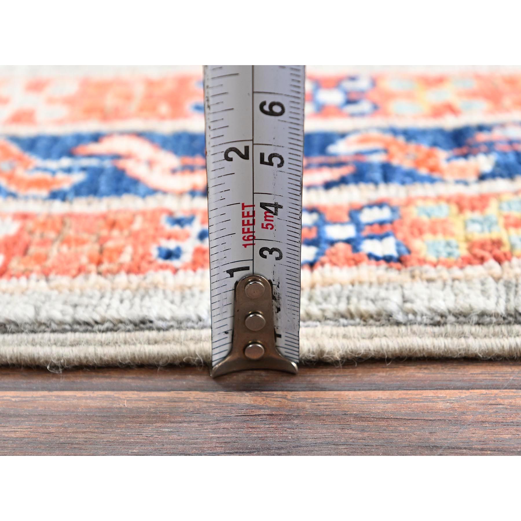 2'9"x8' Misty Gray, Armenian Inspired Caucasian Design with Bird Figurines, 200 KPSI, Super Fine Wool, Hand Knotted, Denser Weave, Vegetable Dyes, Runner, Oriental Rug Sh1146