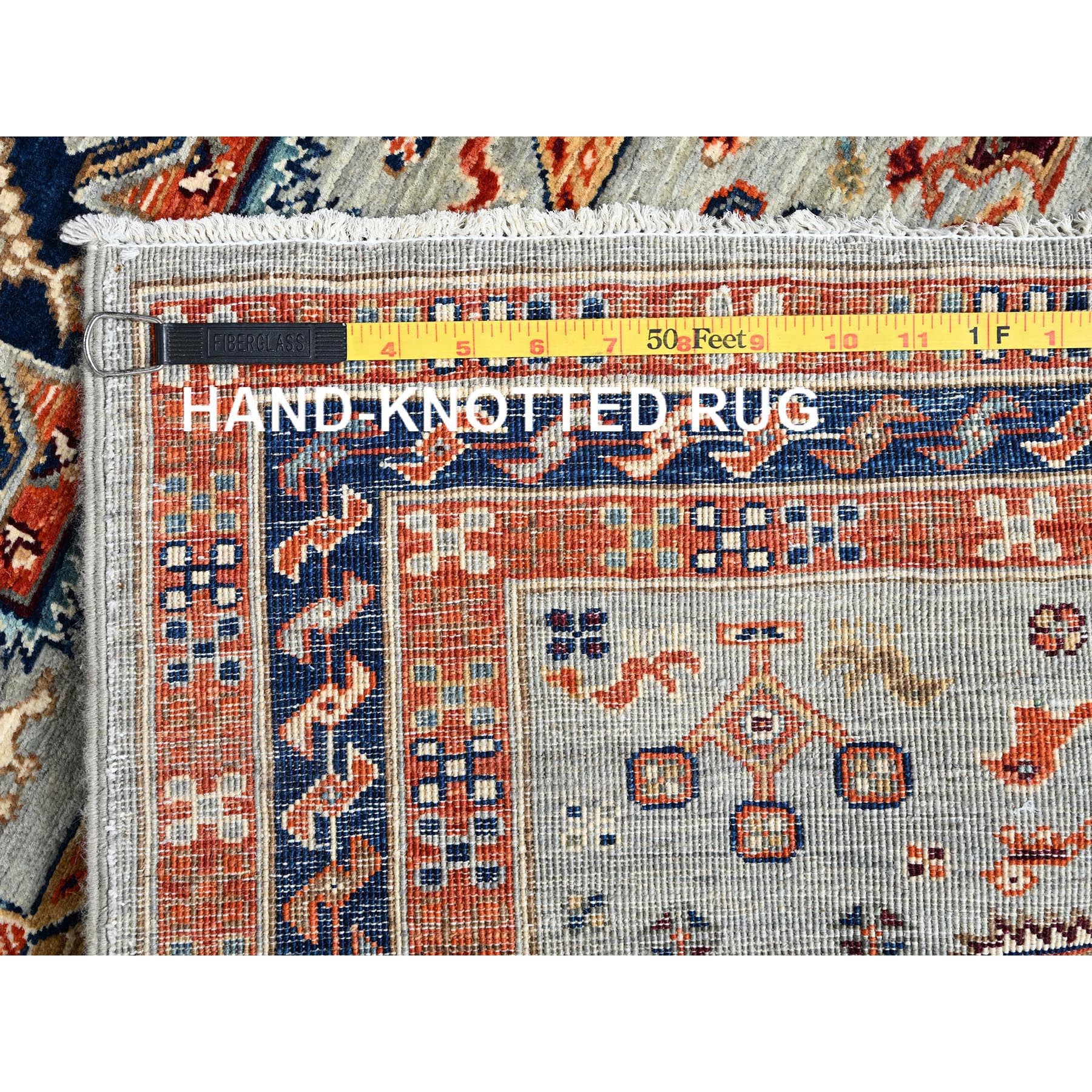 2'8"x11'3" Cloud Gray, Armenian Inspired Caucasian Design with Bird Figurines, 200 KPSI, Super Fine Wool, Hand Knotted, Vegetable Dyes, Denser Weave, Runner, Oriental Rug Sh1147