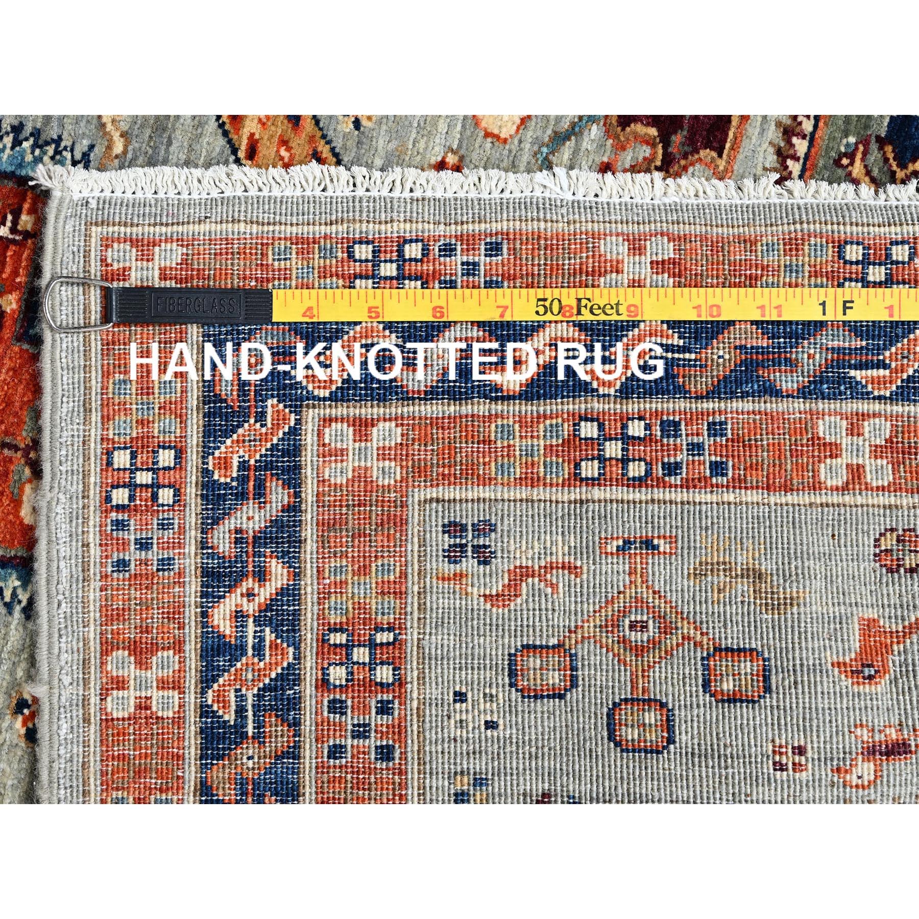 2'7"x11'3" Misty Gray, Armenian Inspired Caucasian Design with Bird Figurines, 200 KPSI, Super Fine Wool, Hand Knotted, Denser Weave, Vegetable Dyes, Runner, Oriental Rug Sh1148
