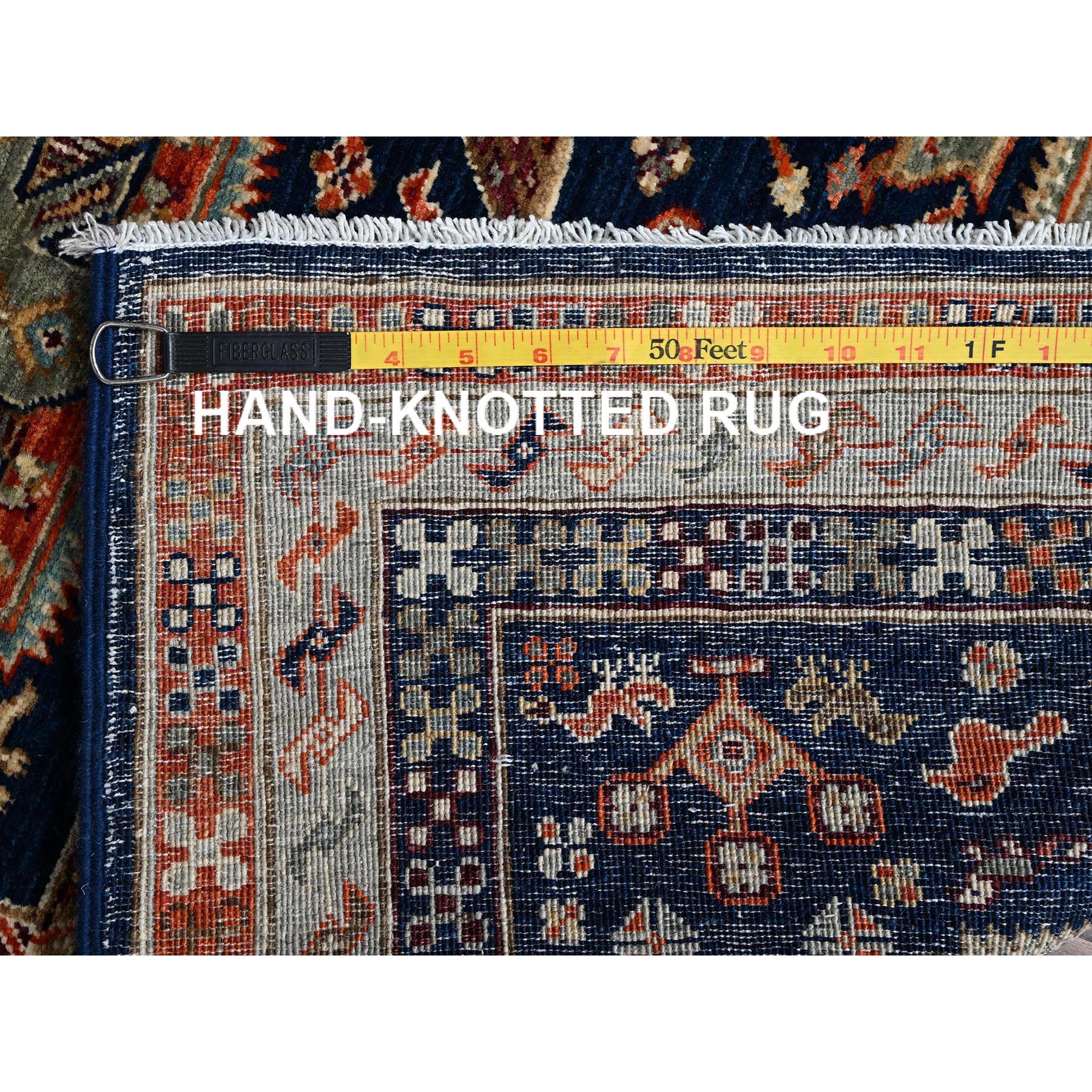 2'7"x8' Sailor Blue, Armenian Inspired Caucasian Design, Small Bird Figurines, 200 KPSI, Hand Knotted, Natural Dyes, Velvety Wool, Densely Woven, Runner, Oriental Rug Sh1151