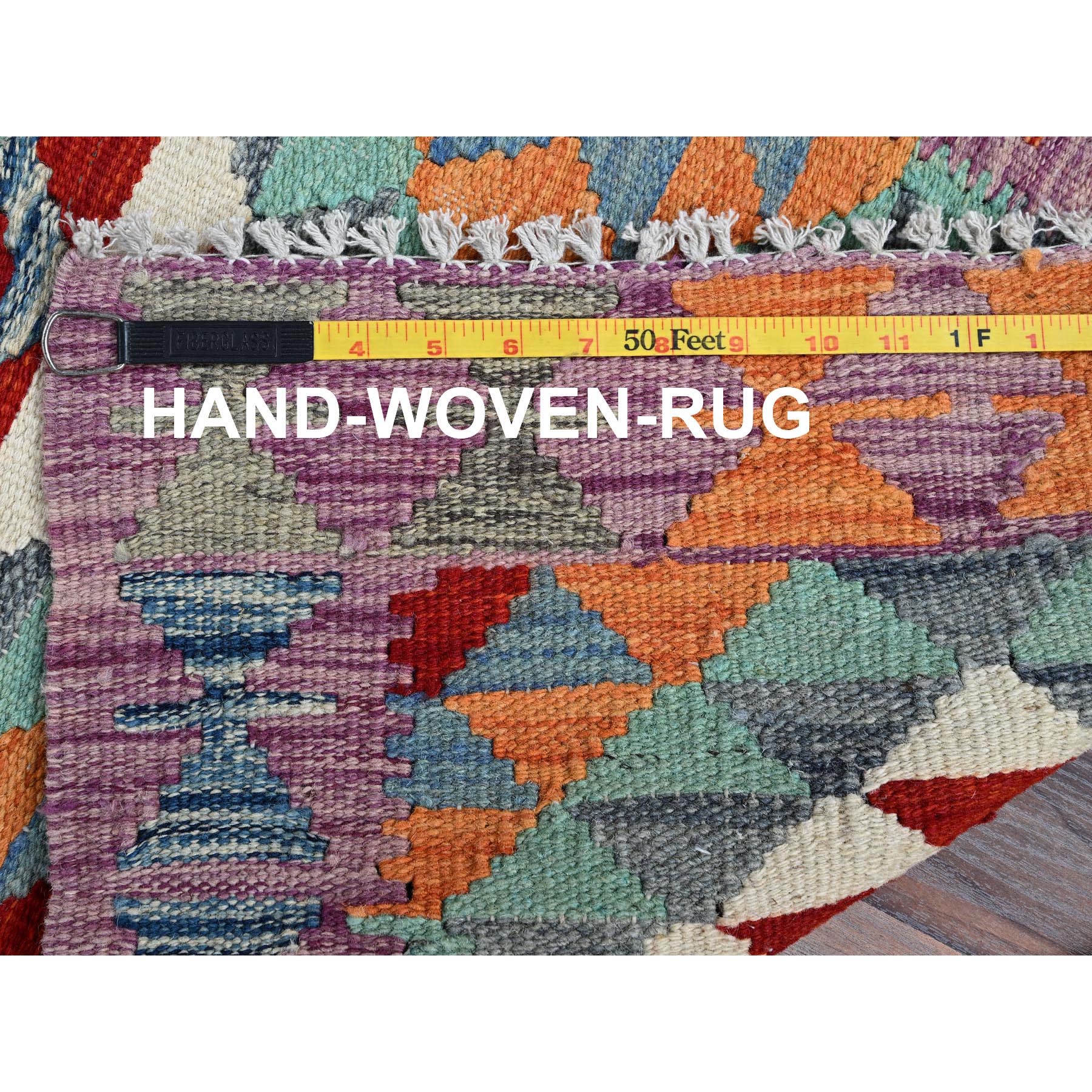 2'x3' Teal Blue, Afghan Kilim with Colorful Geometric Pattern, Vegetable Dyes, Pure Wool, Hand Woven, Flat Weave, Reversible, Mat, Oriental Rug Sh1174