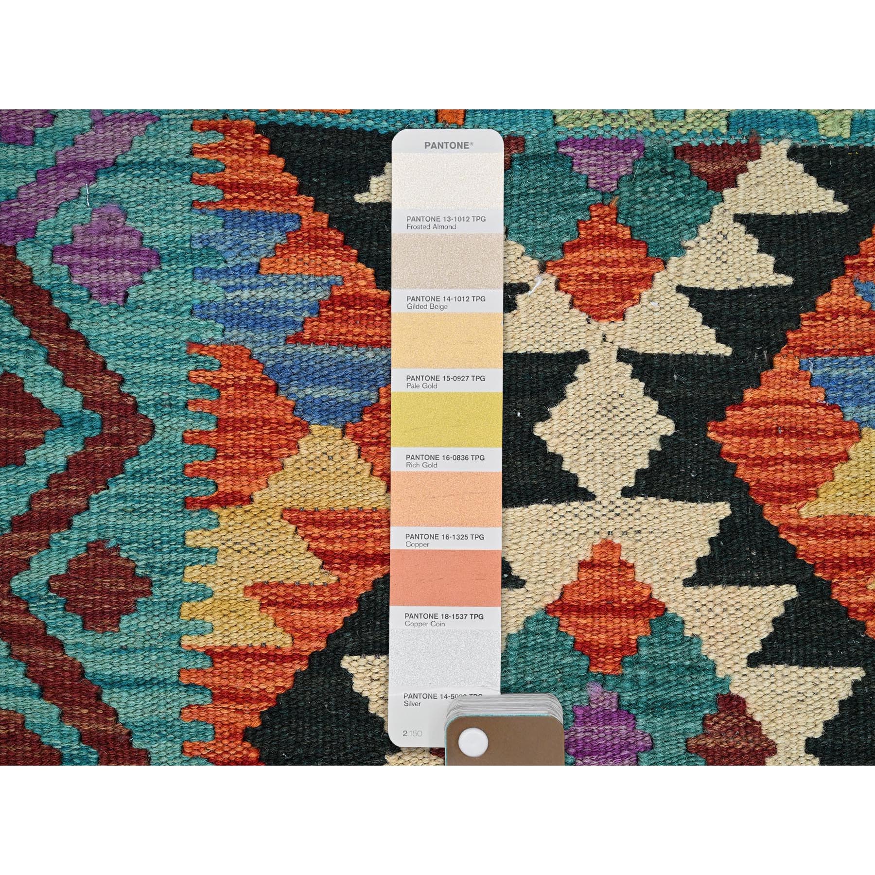 2'1"x2'8" Flame Orange, Flat Weave, Afghan Kilim with Colorful Geometric Pattern, Vegetable Dyes, Pure Wool, Hand Woven, Reversible, Mat, Oriental Rug Sh1180