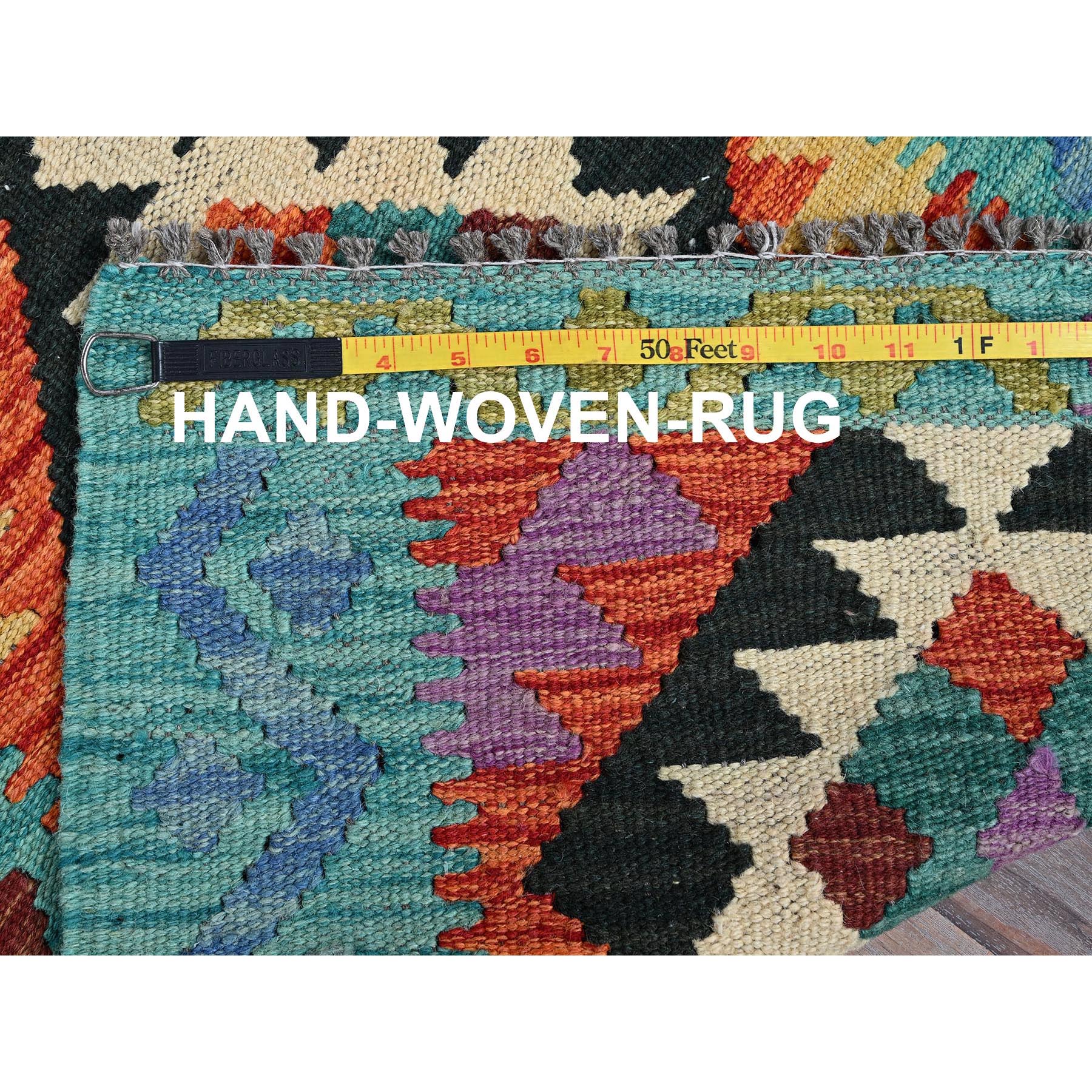 2'1"x2'8" Flame Orange, Flat Weave, Afghan Kilim with Colorful Geometric Pattern, Vegetable Dyes, Pure Wool, Hand Woven, Reversible, Mat, Oriental Rug Sh1180