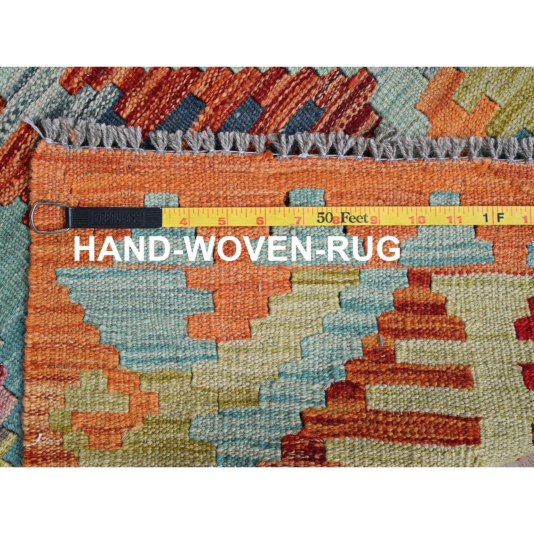 2'x3' Squash Orange, Afghan Kilim with Geometric Pattern, Vegetable Dyes, Flat Weave, Pure Wool, Hand Woven, Reversible, Mat, Oriental Rug Sh1182