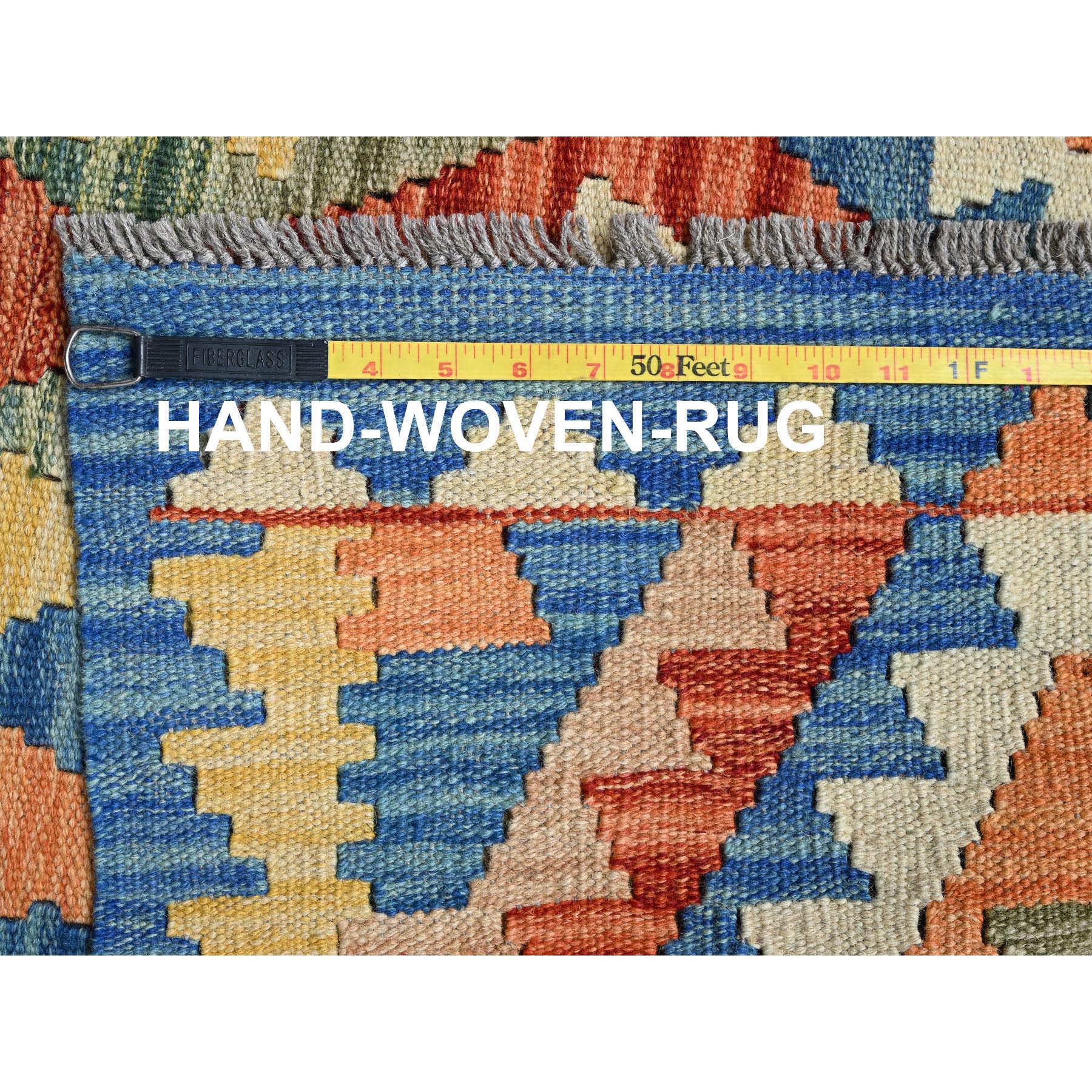 3'5"x5' Colorful Afghan Kilim with Geometric Pattern, Vegetable Dyes, Flat Weave, Pure Wool, Hand Woven, Reversible, Oriental Rug Sh1183