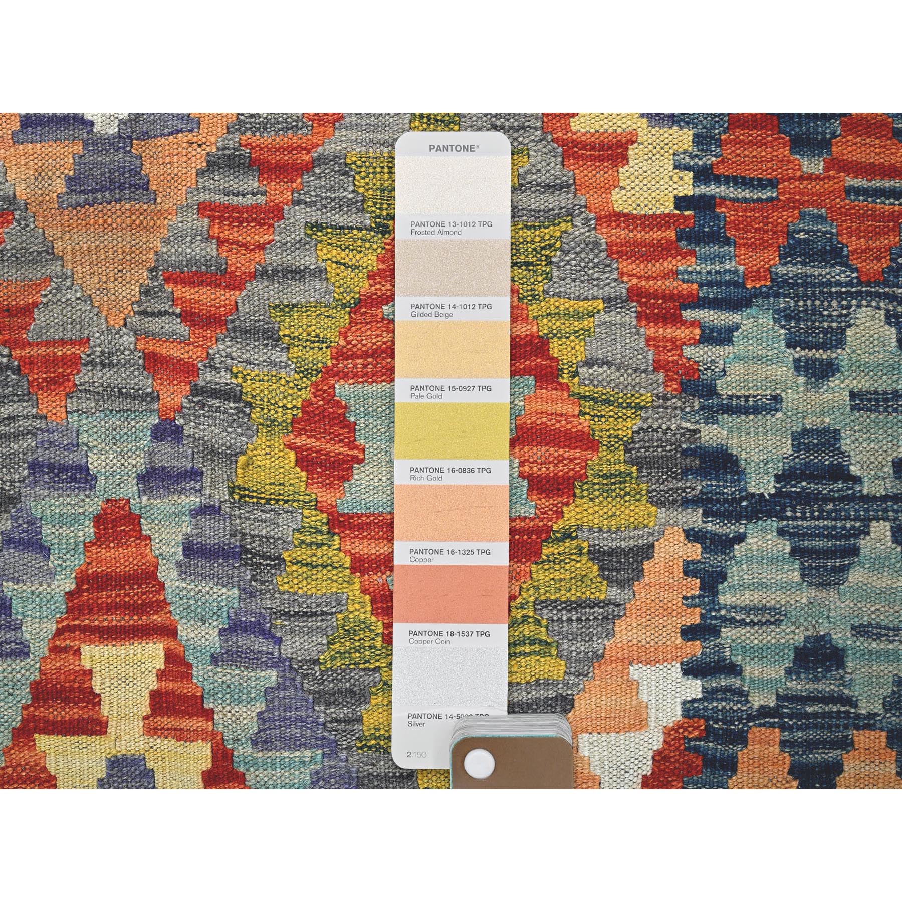 3'4"x5' Colorful Afghan Kilim with Geometric Pattern, Vegetable Dyes, Flat Weave, 100% Wool, Hand Woven, Reversible, Oriental Rug Sh1185
