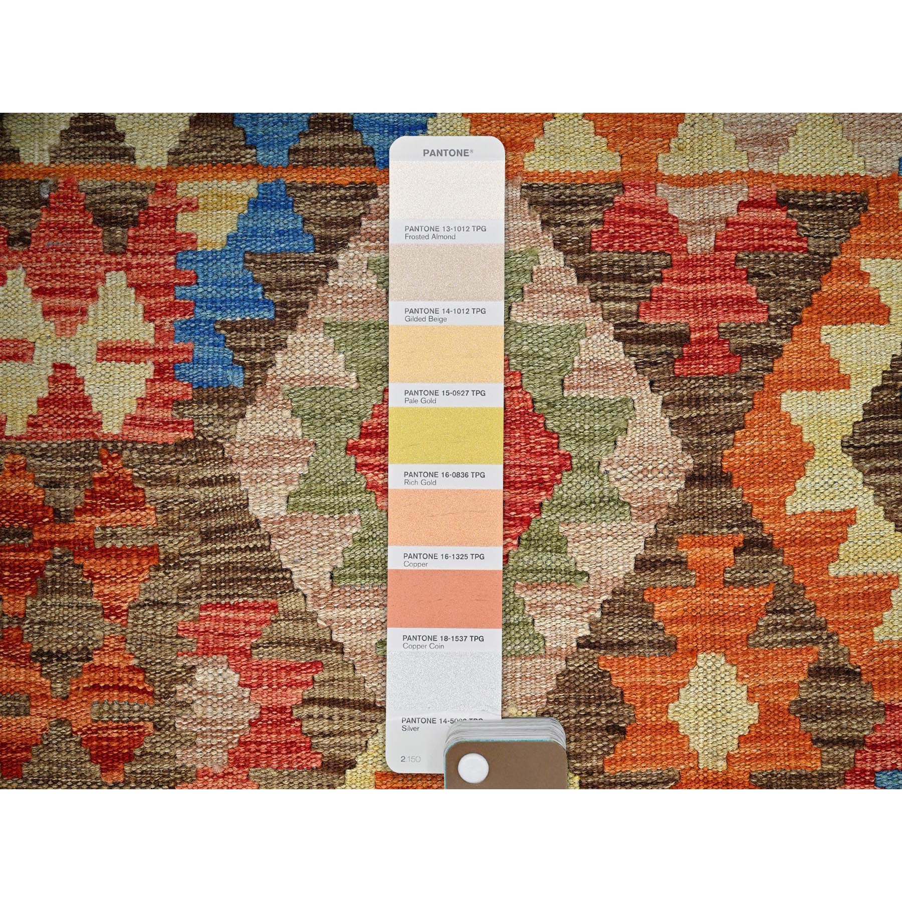 3'3"x5' Colorful Afghan Kilim with Geometric Pattern, Vegetable Dyes, Flat Weave, 100% Wool, Hand Woven, Reversible, Oriental Rug Sh1190
