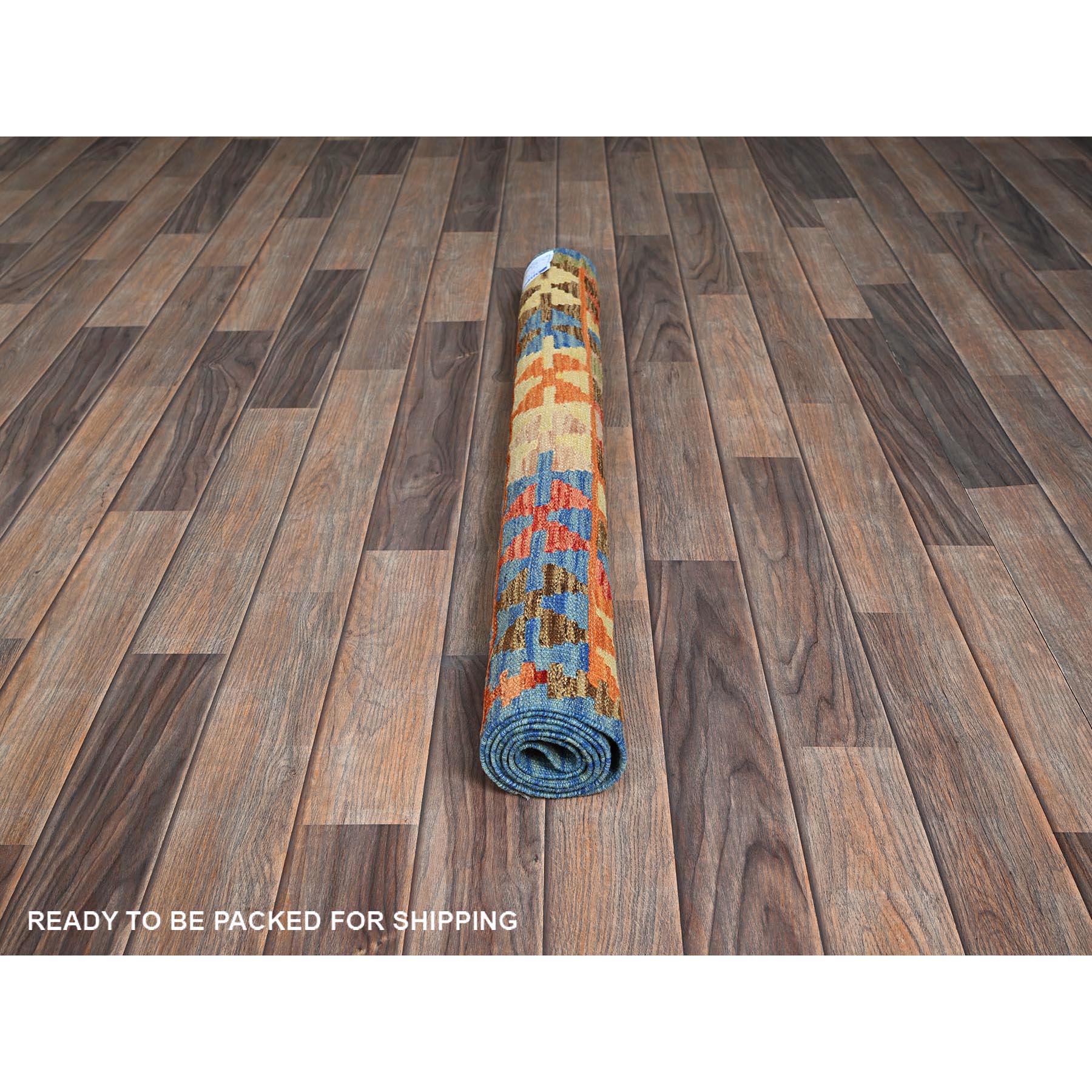 3'3"x5' Colorful Afghan Kilim with Geometric Pattern, Vegetable Dyes, Flat Weave, 100% Wool, Hand Woven, Reversible, Oriental Rug Sh1190