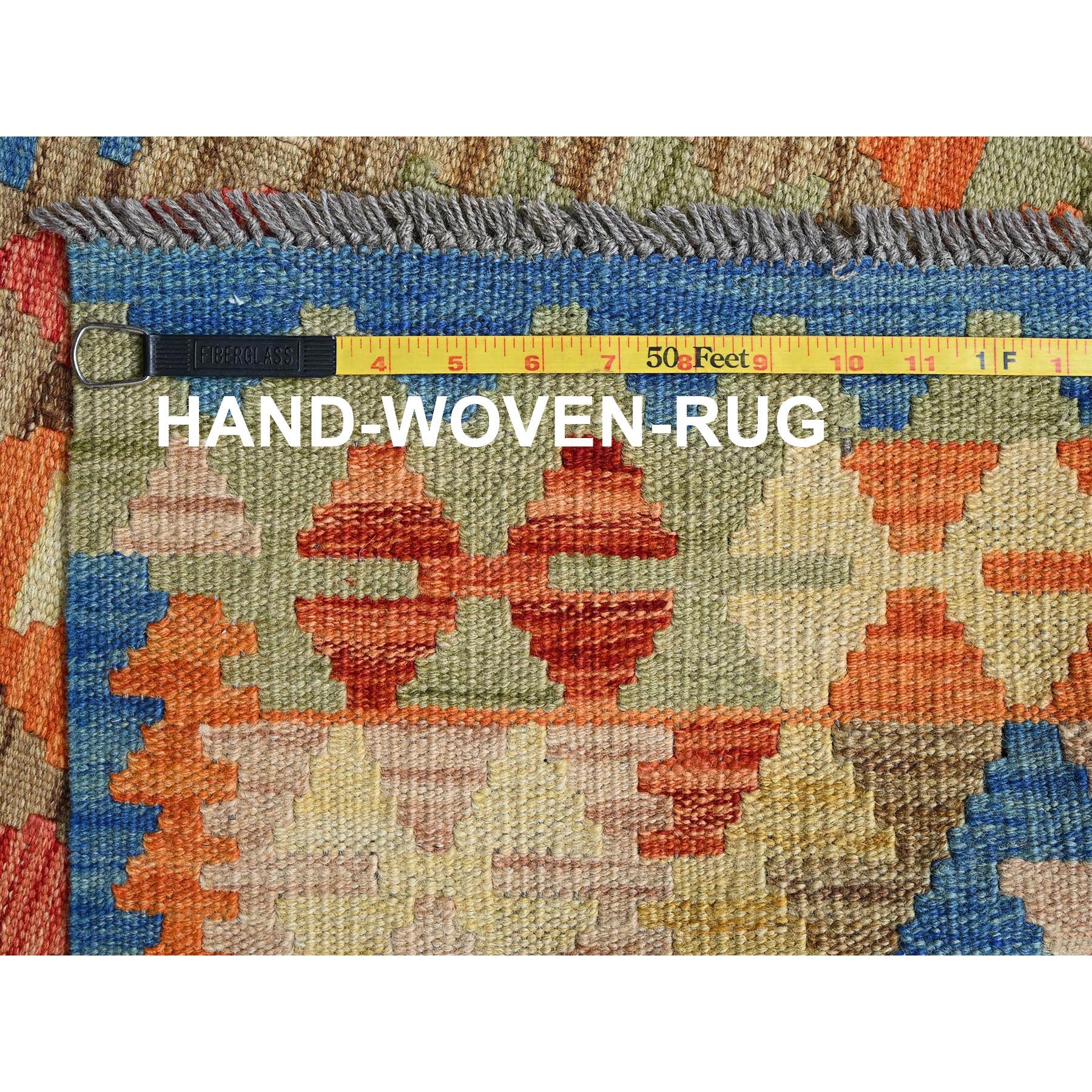 3'3"x5' Colorful Afghan Kilim with Geometric Pattern, Vegetable Dyes, Flat Weave, 100% Wool, Hand Woven, Reversible, Oriental Rug Sh1190