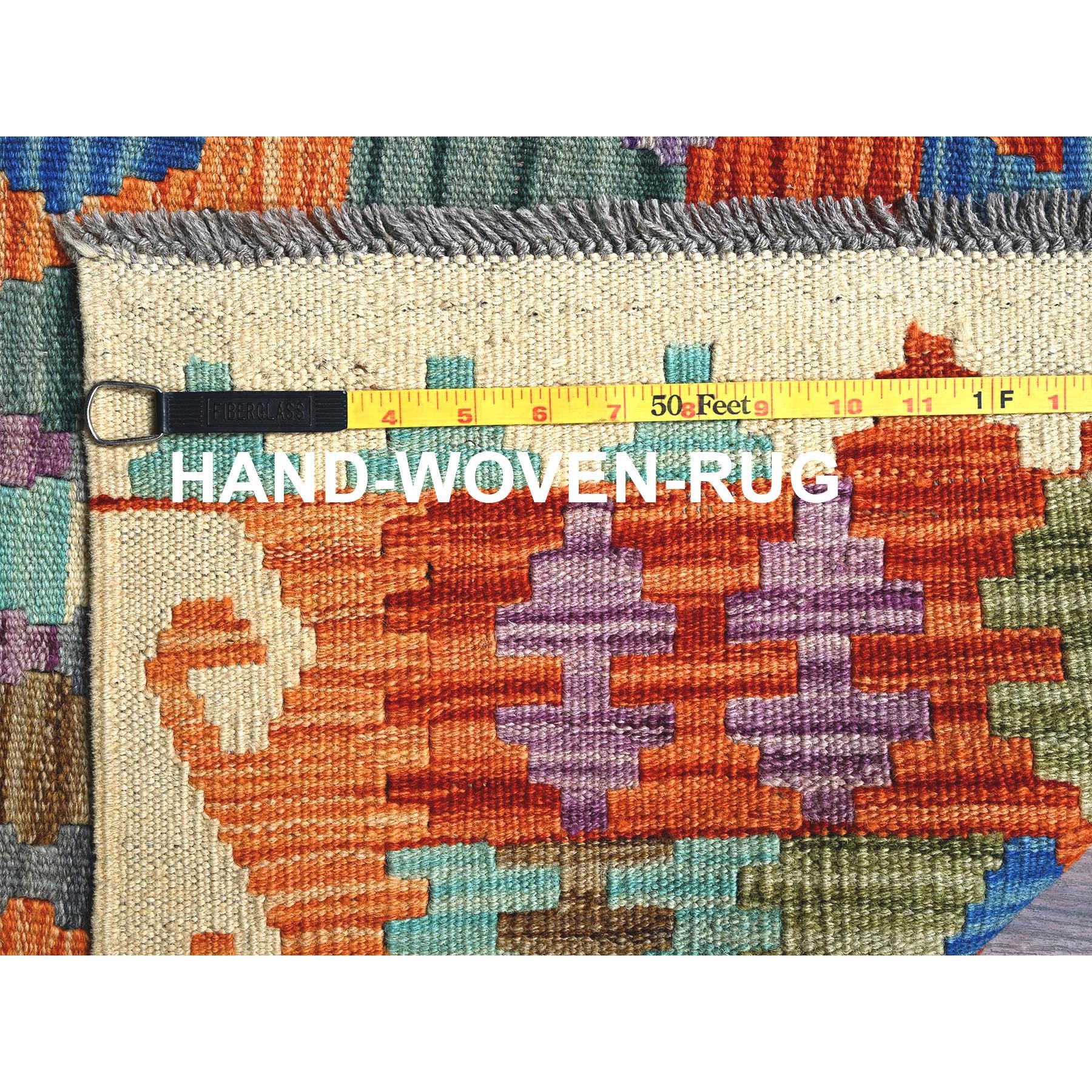 4'7"x6'2" Colorful, Flat Weave, Afghan Kilim with Geometric Pattern, Vegetable Dyes, 100% Wool, Hand Woven, Reversible, Oriental Rug Sh1204