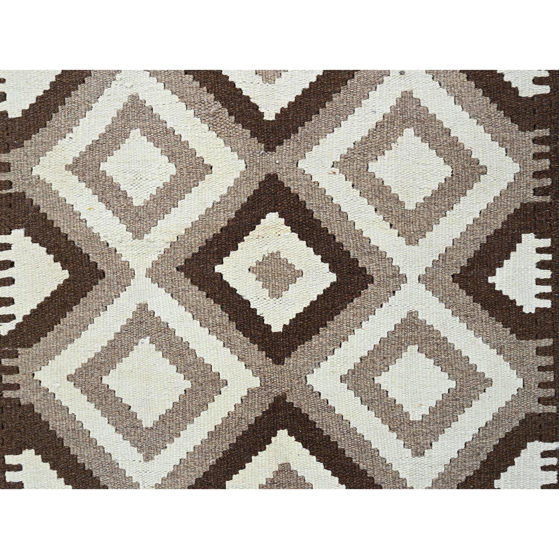 4'x5'10" Stone Gray, Afghan Kilim with Geometric Pattern, Undyed Natural Wool, Hand Woven, Flat Weave, Reversible, Oriental Rug Sh1209