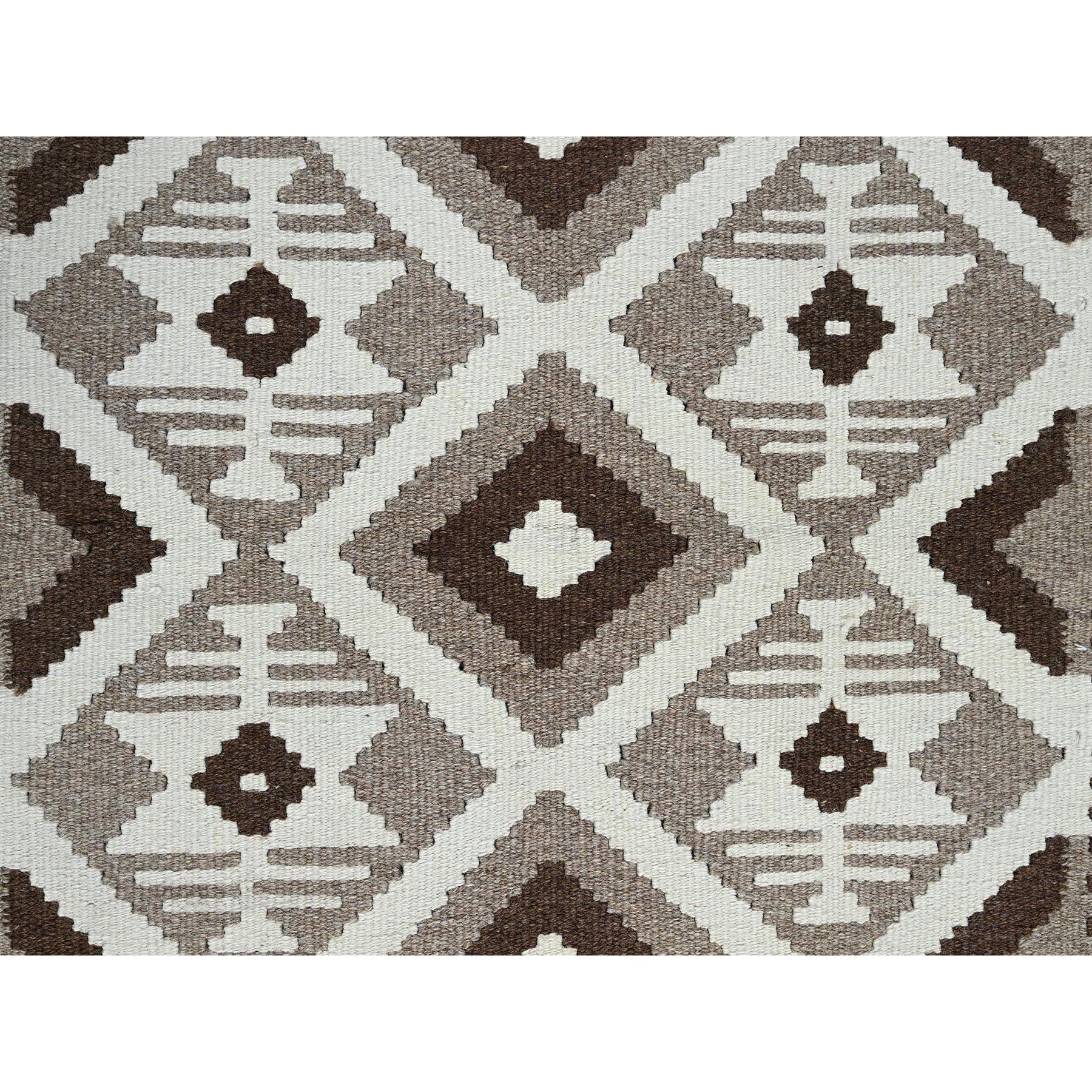 4'x6'1" Stone Gray, Flat Weave, Afghan Kilim with Geometric Pattern, Undyed Natural Wool, Hand Woven, Reversible, Oriental Rug Sh1210