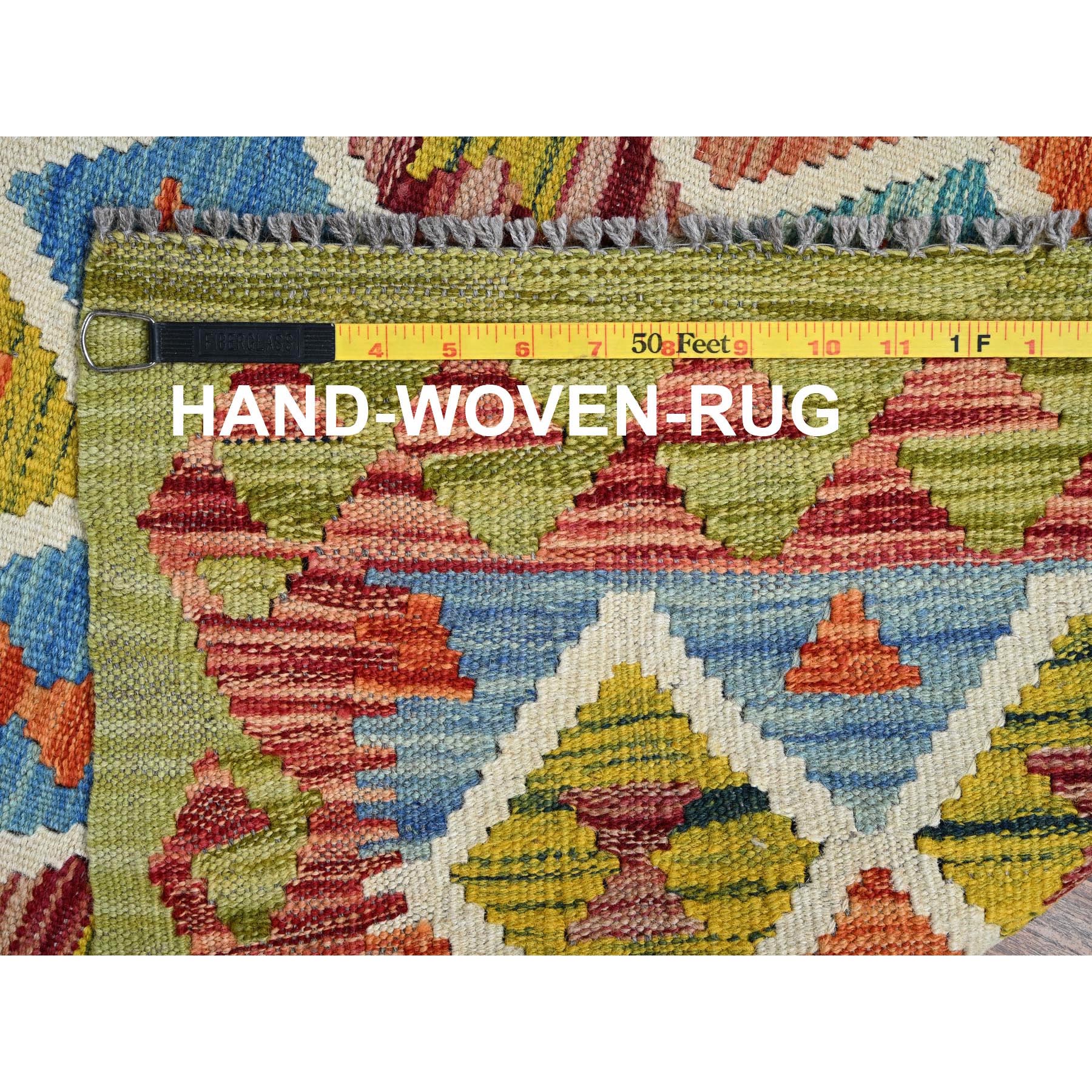 2'9"x12'9" Colorful, Afghan Kilim with Geometric Pattern, Vegetable Dyes, 100% Wool, Hand Woven, Flat Weave, Reversible, Runner, Oriental Rug Sh1228