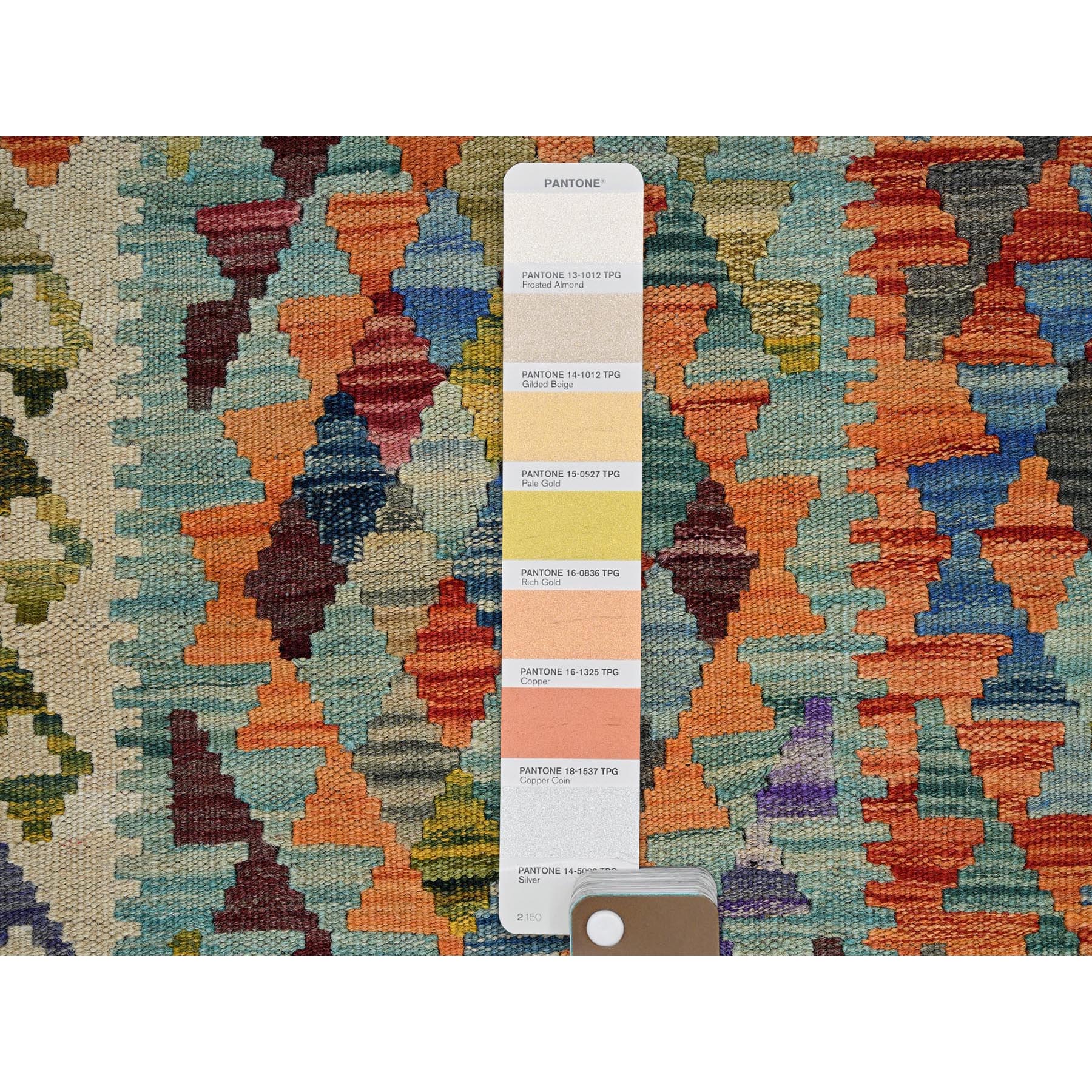 2'10"x12'8" Colorful, Flat Weave, Afghan Kilim with Geometric Pattern, Vegetable Dyes, 100% Wool, Hand Woven, Reversible, Runner, Oriental Rug Sh1232