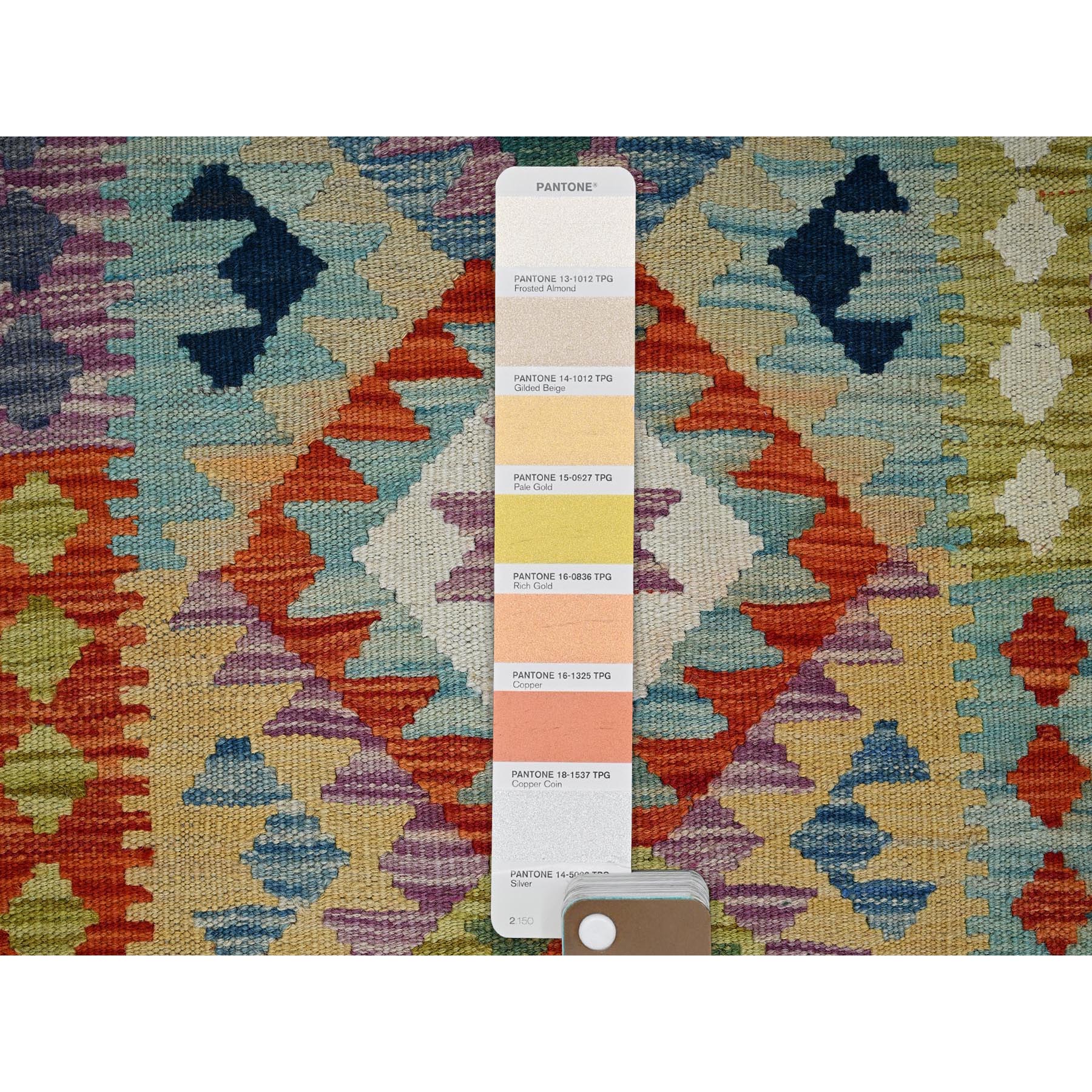 2'6"x16' Colorful, Afghan Kilim with Geometric Pattern, Vegetable Dyes, 100% Wool, Flat Weave, Hand Woven, Reversible, XL, Narrow Runner, Oriental Rug Sh1233