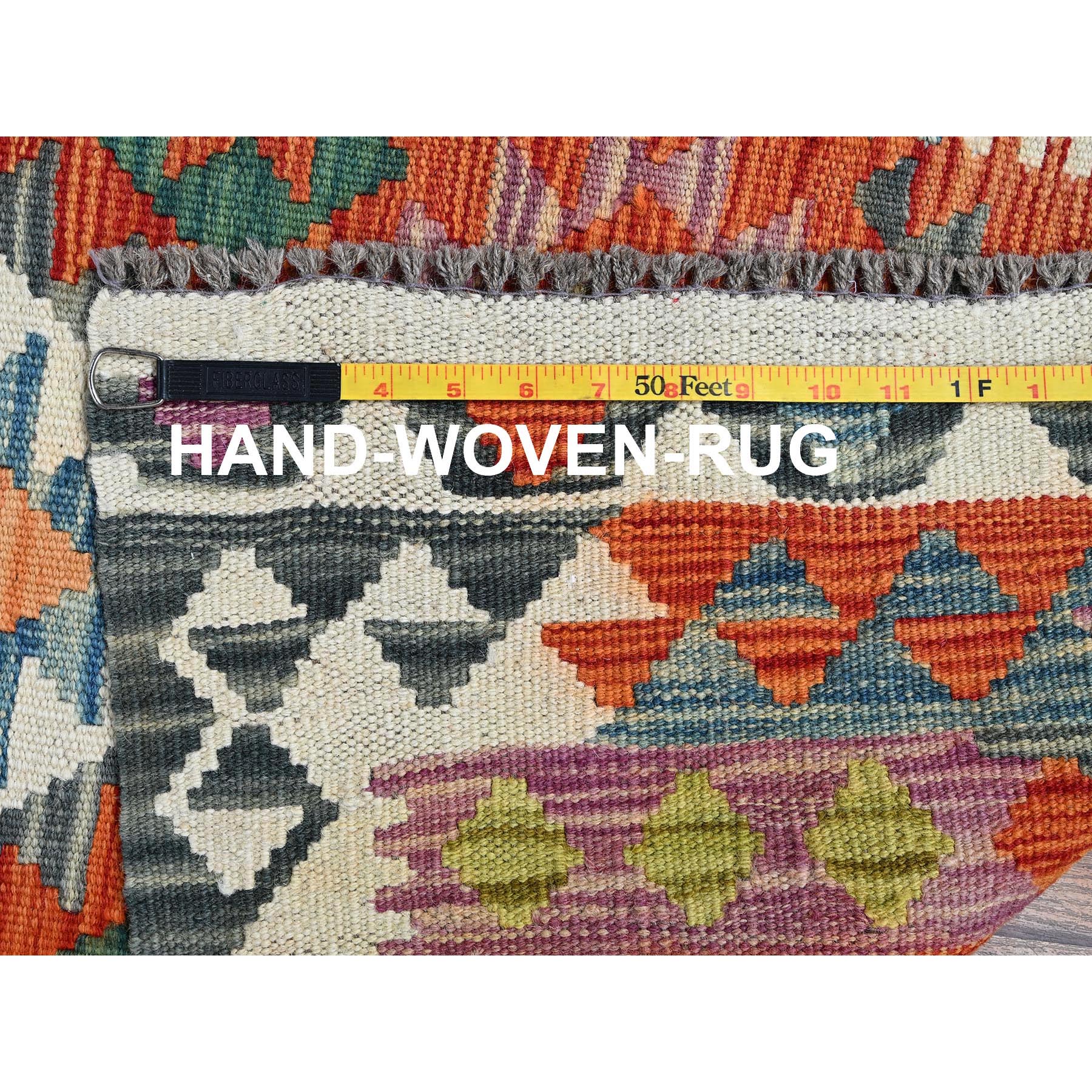 2'6"x16' Colorful, Afghan Kilim with Geometric Pattern, Vegetable Dyes, 100% Wool, Flat Weave, Hand Woven, Reversible, XL, Narrow Runner, Oriental Rug Sh1233