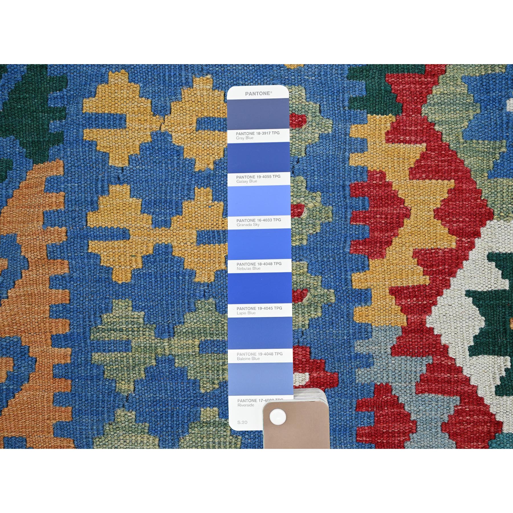6'8"x9'5" Crimson Red, Flat Weave, Afghan Kilim with Colorful Serrated Geometric Pattern, Vegetable Dyes, Pure Wool, Hand Woven, Reversible, Oriental Rug Sh1239