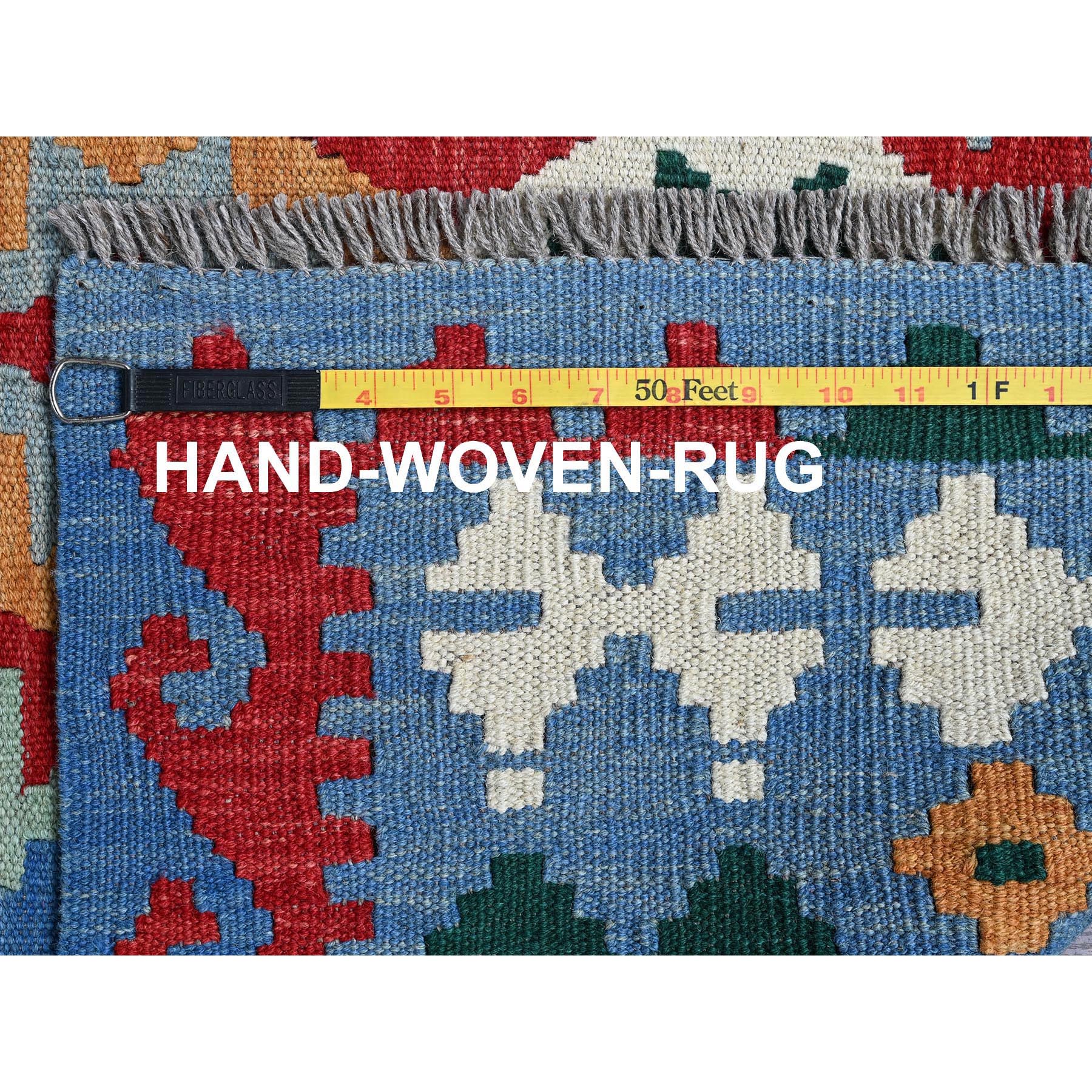 6'8"x9'5" Crimson Red, Flat Weave, Afghan Kilim with Colorful Serrated Geometric Pattern, Vegetable Dyes, Pure Wool, Hand Woven, Reversible, Oriental Rug Sh1239