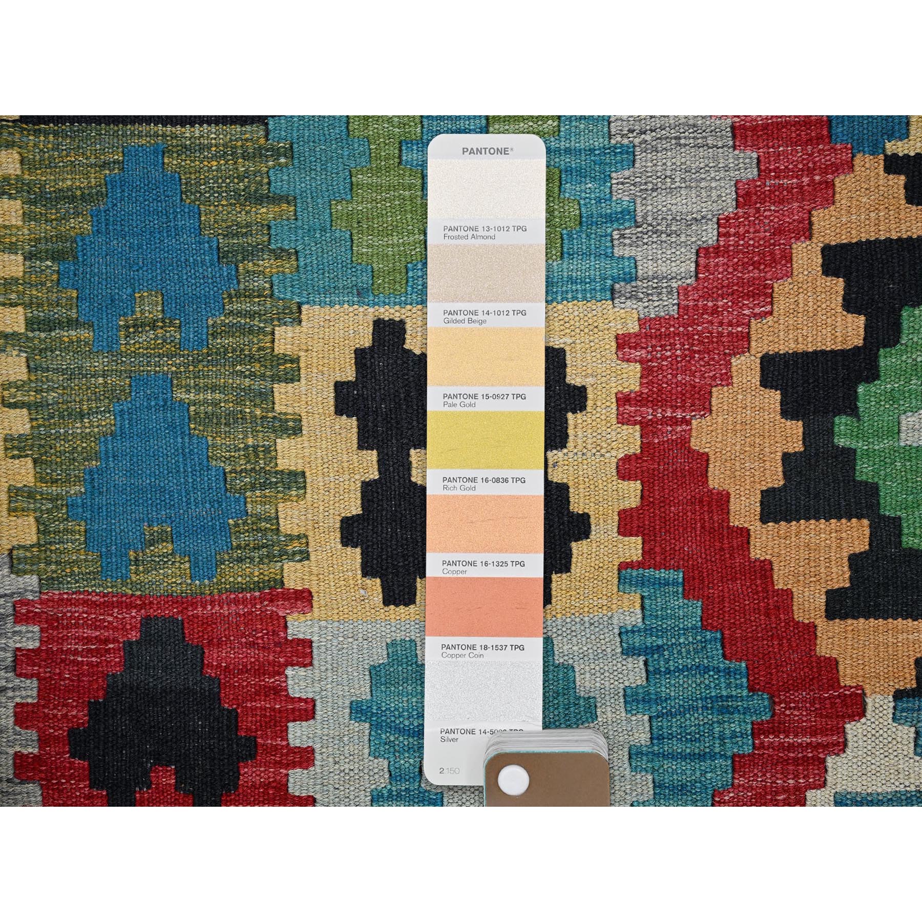6'7"x9'8" Imperial Red, Afghan Kilim with Colorful Geometric Pattern, Vegetable Dyes, Pure Wool, Hand Woven, Flat Weave, Reversible, Oriental Rug Sh1242