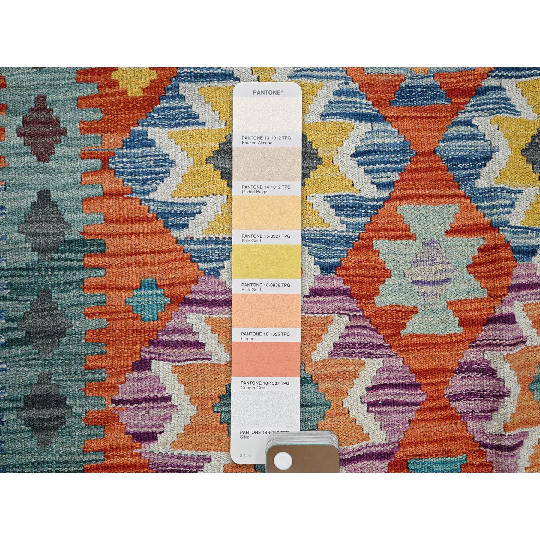 10'x13' Colorful Afghan Kilim with Geometric Pattern, Vegetable Dyes, Flat Weave, Pure Wool, Hand Woven, Reversible, Oriental Rug Sh1243