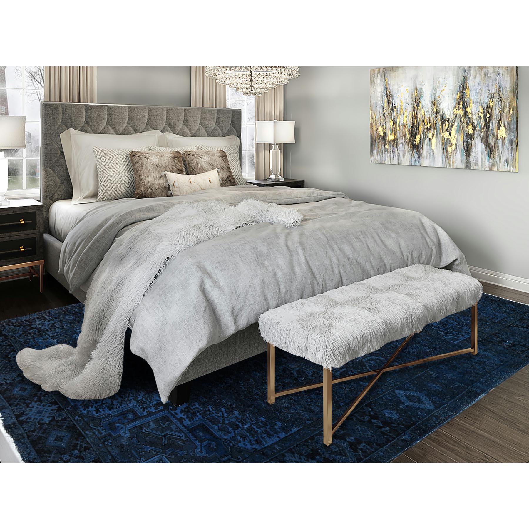 8'5"x11'4" Yale Blue, Overdyed Vintage Persian Heriz with Large Medallion, Worn and Distressed, Shaved Low, Zero Pile, Sides and Ends Professionally Secured, Hand Knotted, 100% Wool, Oriental Rug Sh1276