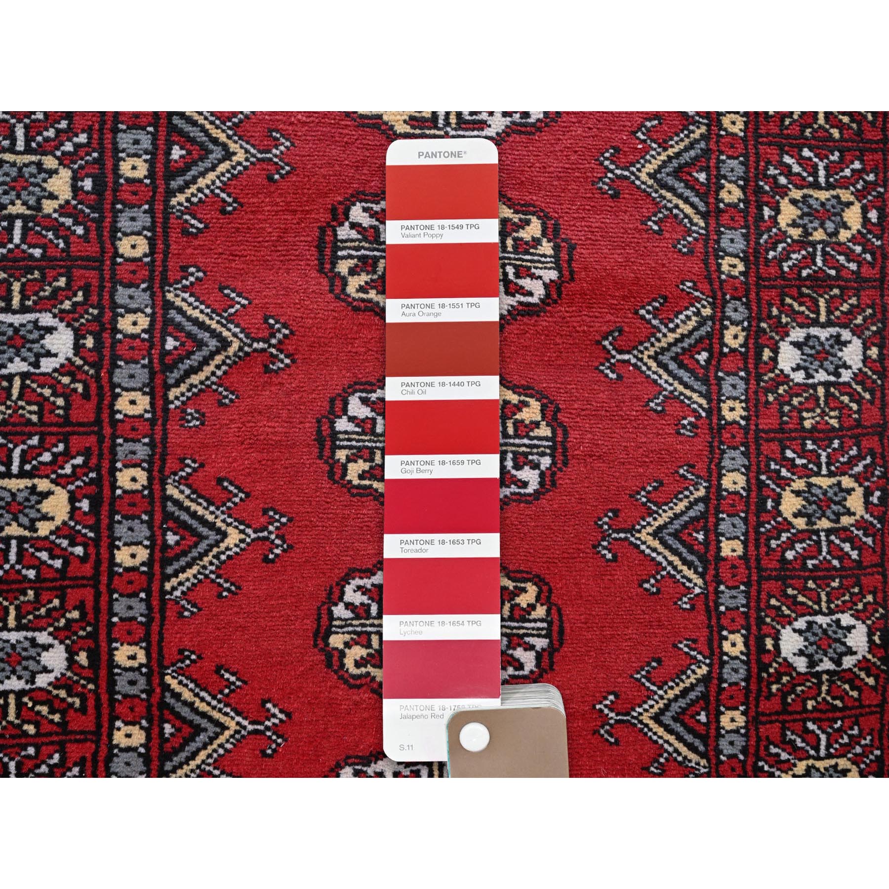2'1"x6'1" Ajax Red, Princess Bokara with Tribal Medallions, Natural Dyes, 100% Wool, Hand Knotted, Runner, Oriental Rug Sh1291