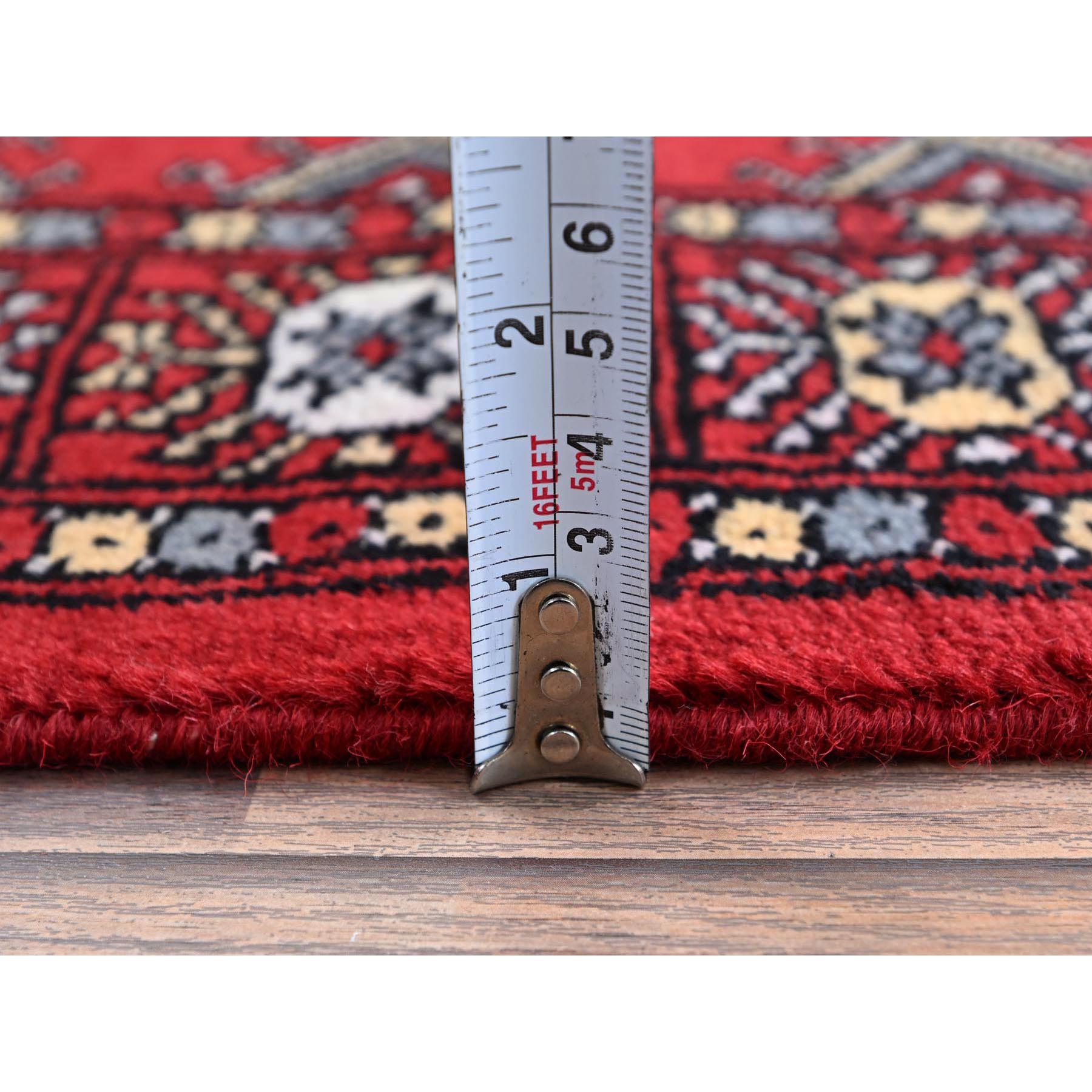 2'1"x6'1" Ajax Red, Princess Bokara with Tribal Medallions, Natural Dyes, 100% Wool, Hand Knotted, Runner, Oriental Rug Sh1291