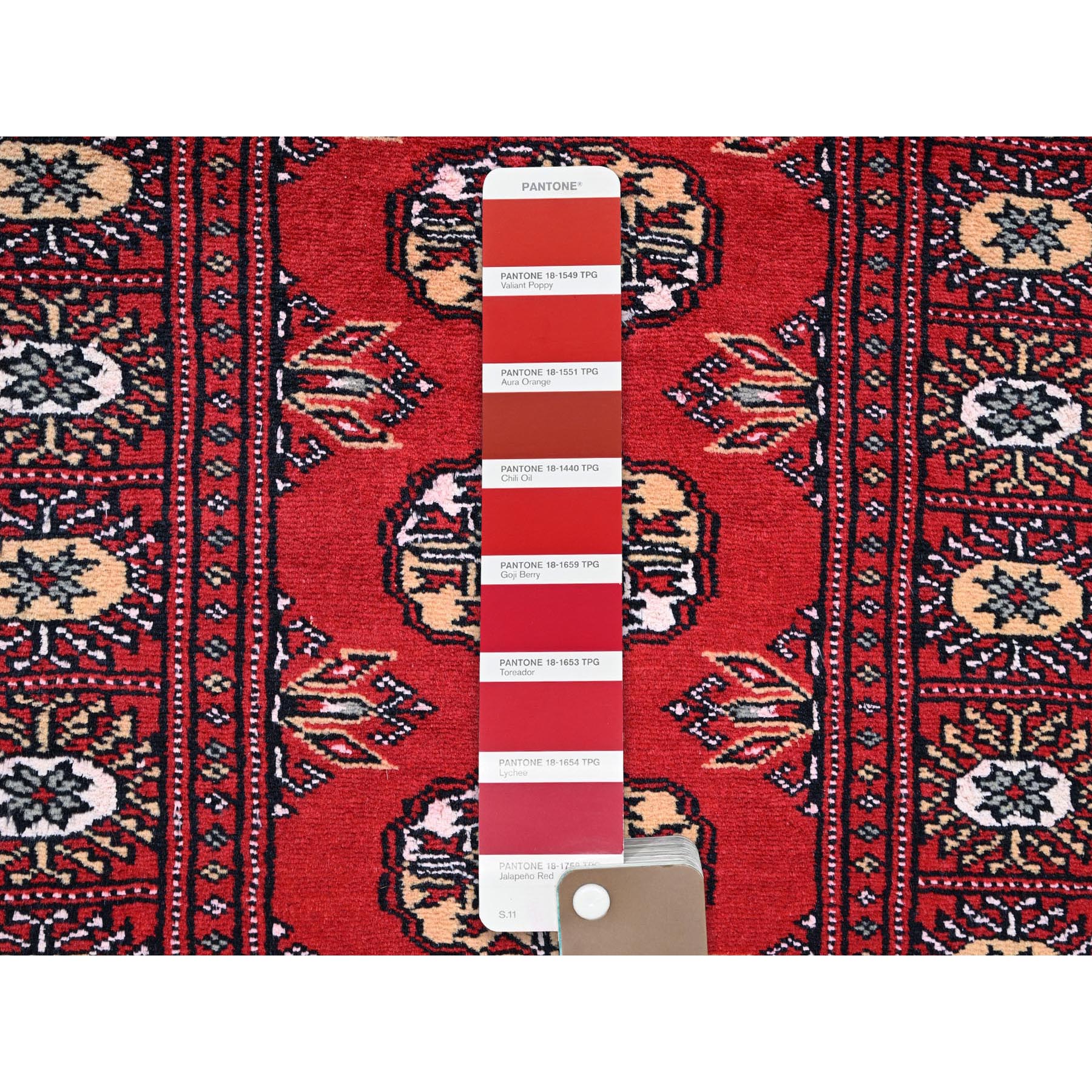 2'2"x6'6" Arsenal Red, Princess Bokara with Tribal Medallions, Vegetable Dyes, Soft Wool, Hand Knotted, Narrow Runner, Oriental Rug Sh1292