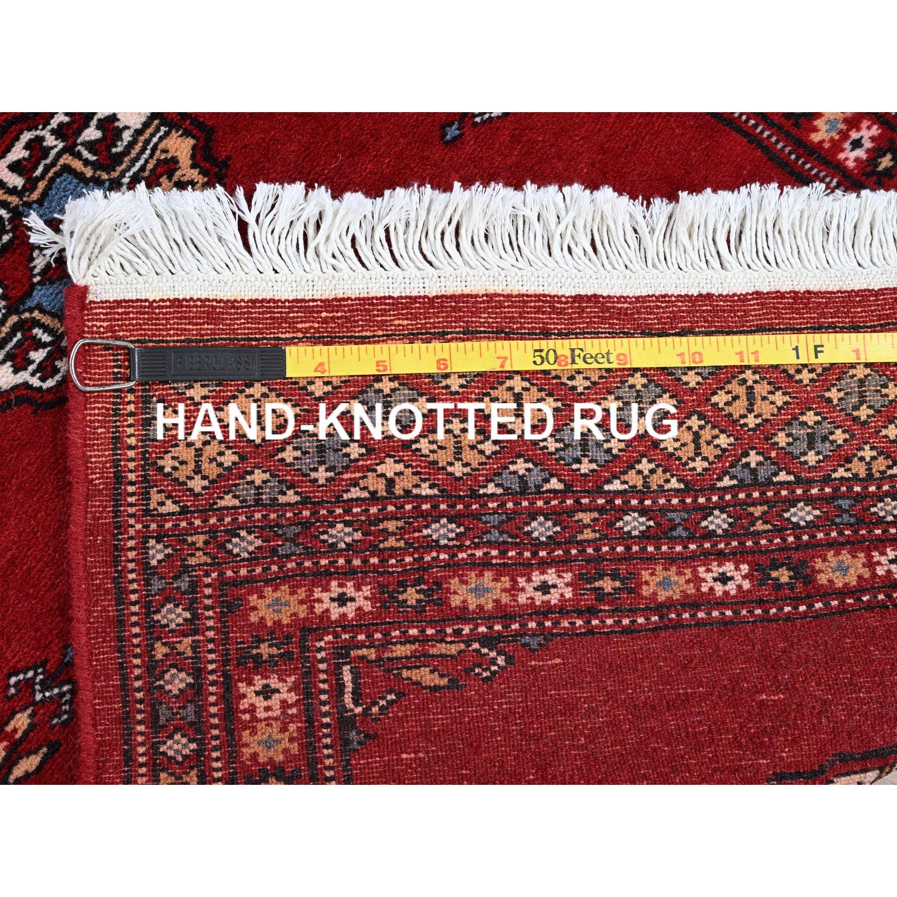 2'1"x6' Crimson Red, Princess Bokara with Tribal Medallions Design, Vegetable Dyes, Soft Wool, Hand Knotted, Narrow Runner, Oriental Rug Sh1293