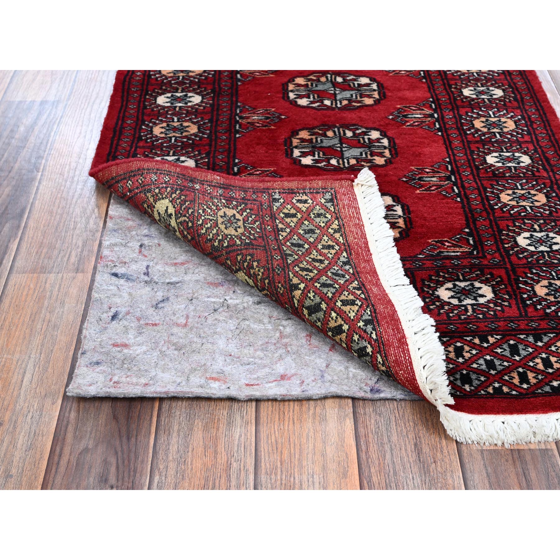 2'2"x5'10" Imperial Red, Princess Bokara with Tribal Medallions, Natural Dyes, Soft Wool, Hand Knotted, Short & Narrow Runner, Oriental Rug Sh1294