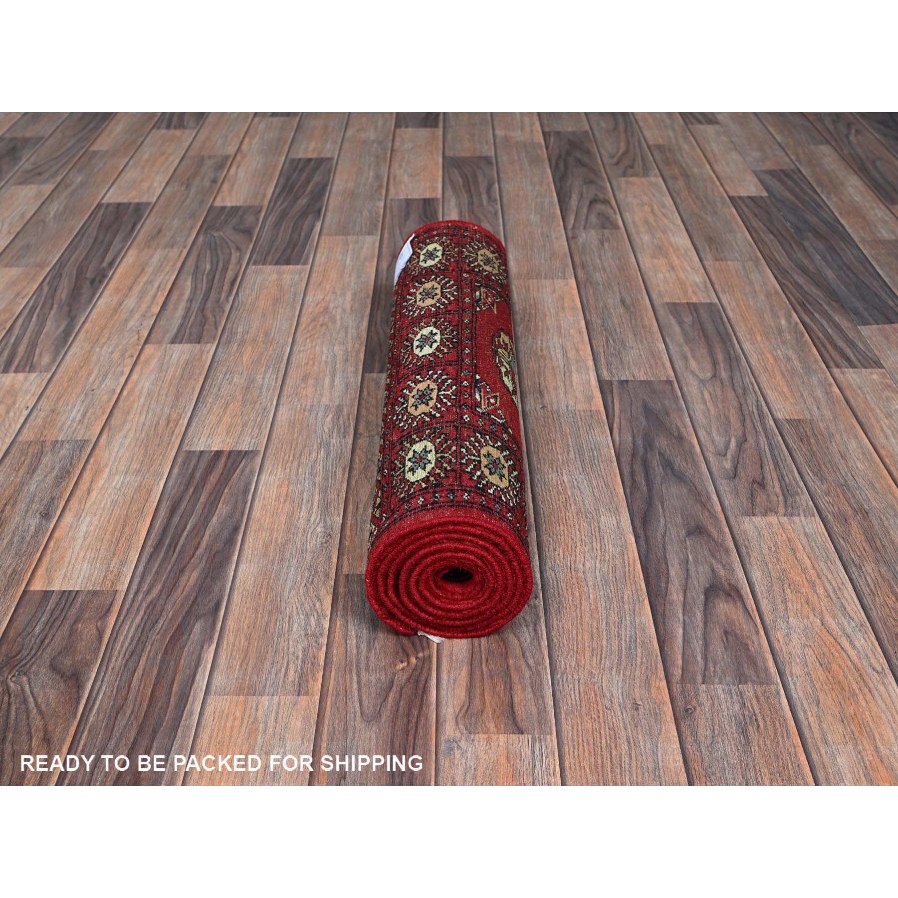 2'2"x5'10" Imperial Red, Princess Bokara with Tribal Medallions, Natural Dyes, Soft Wool, Hand Knotted, Short & Narrow Runner, Oriental Rug Sh1294