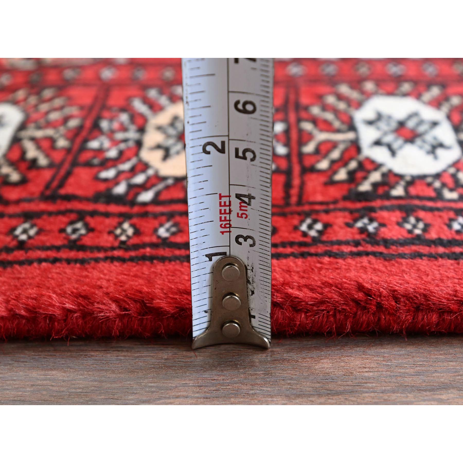 2'2"x5'10" Imperial Red, Princess Bokara with Tribal Medallions, Natural Dyes, Soft Wool, Hand Knotted, Short & Narrow Runner, Oriental Rug Sh1294