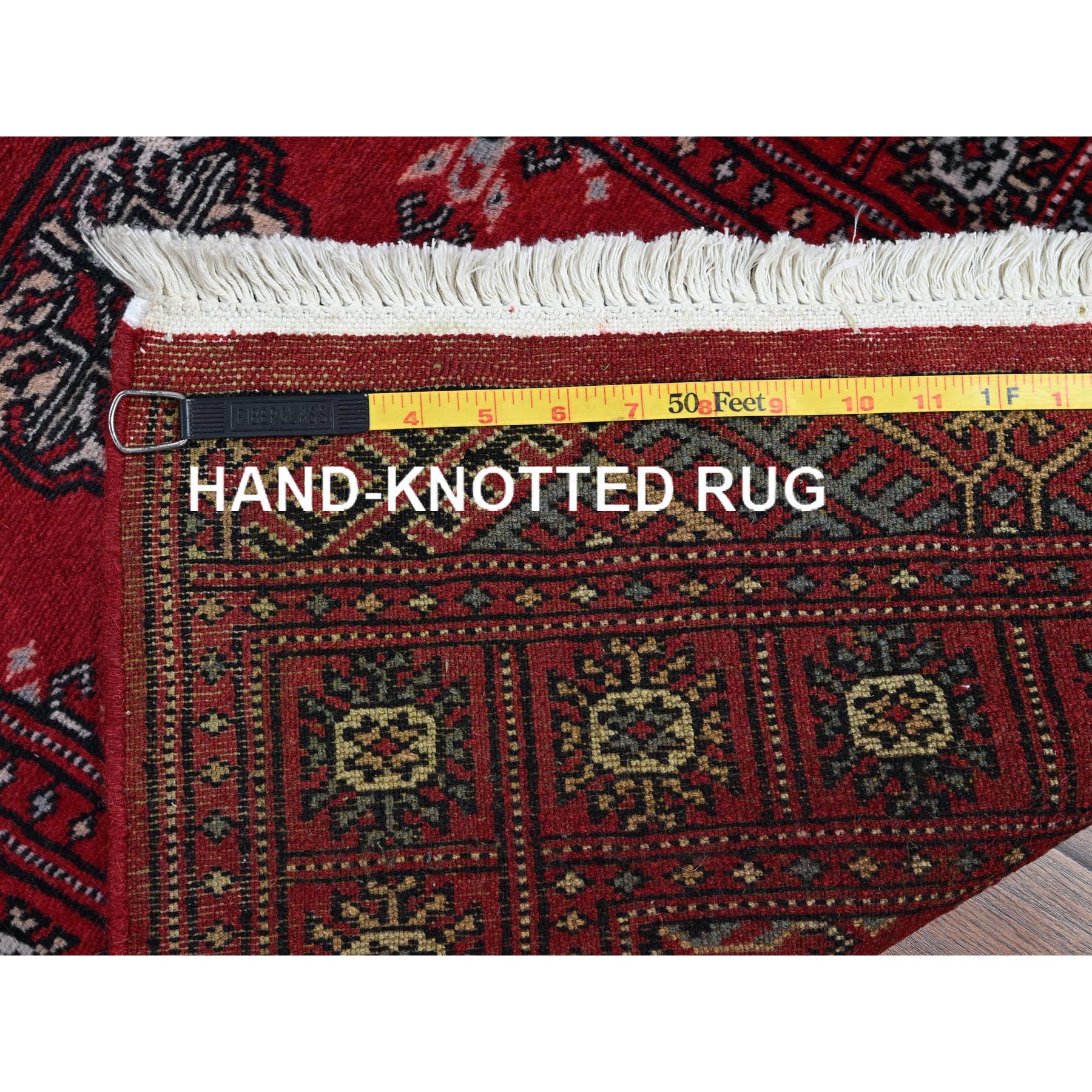 2'x6' Chili Red, Princess Bokara with Tribal Medallions, Vegetable Dyes, Soft and Velvety Wool, Hand Knotted, Narrow Runner, Oriental Rug Sh1295