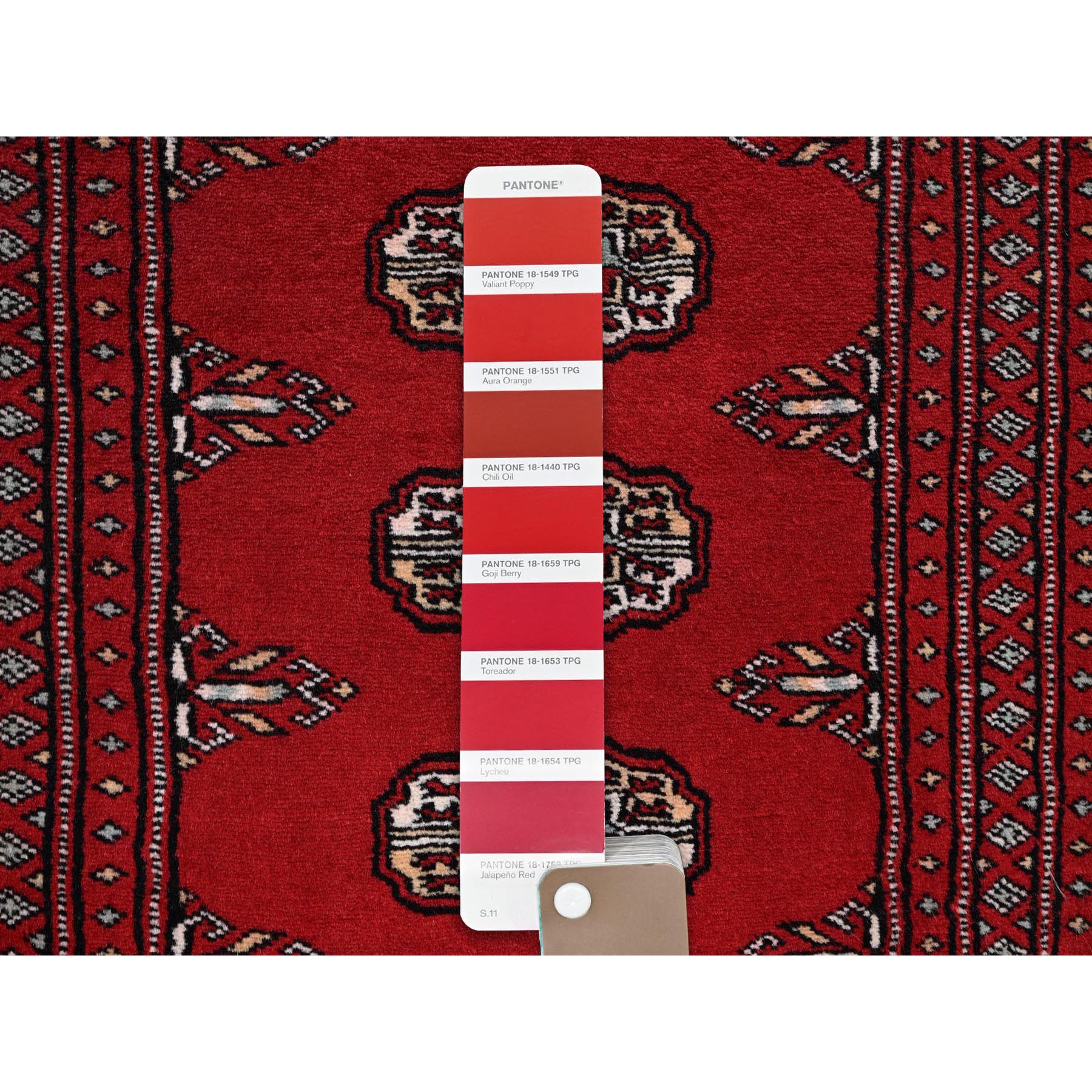 2'2"x5'8" Arsenal Red, Princess Bokara with Geometric Medallions, Hand Knotted, Vegetable Dyes, Soft and Vibrant Wool, Short & Narrow Runner, Oriental Rug Sh1296