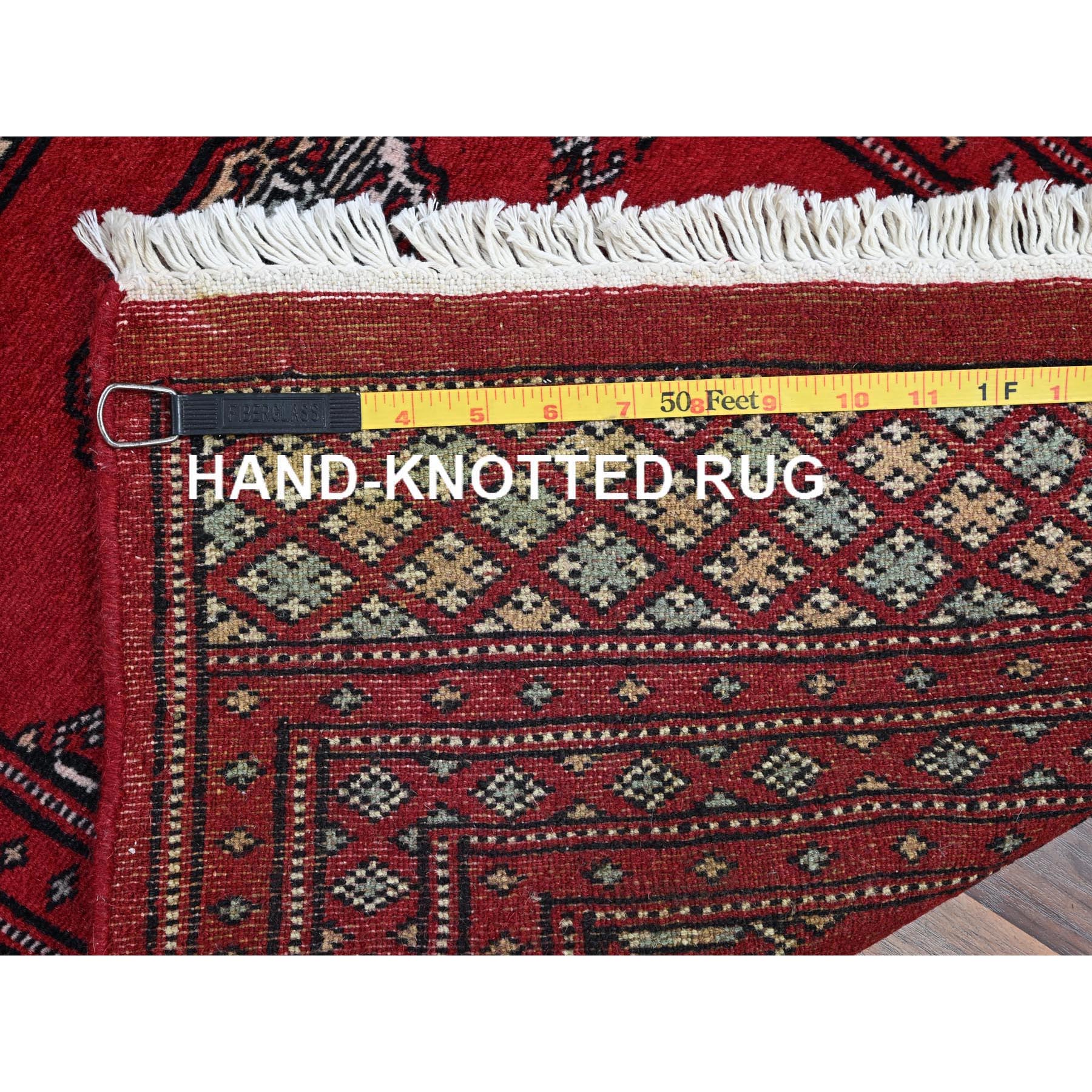 2'2"x5'8" Arsenal Red, Princess Bokara with Geometric Medallions, Hand Knotted, Vegetable Dyes, Soft and Vibrant Wool, Short & Narrow Runner, Oriental Rug Sh1296