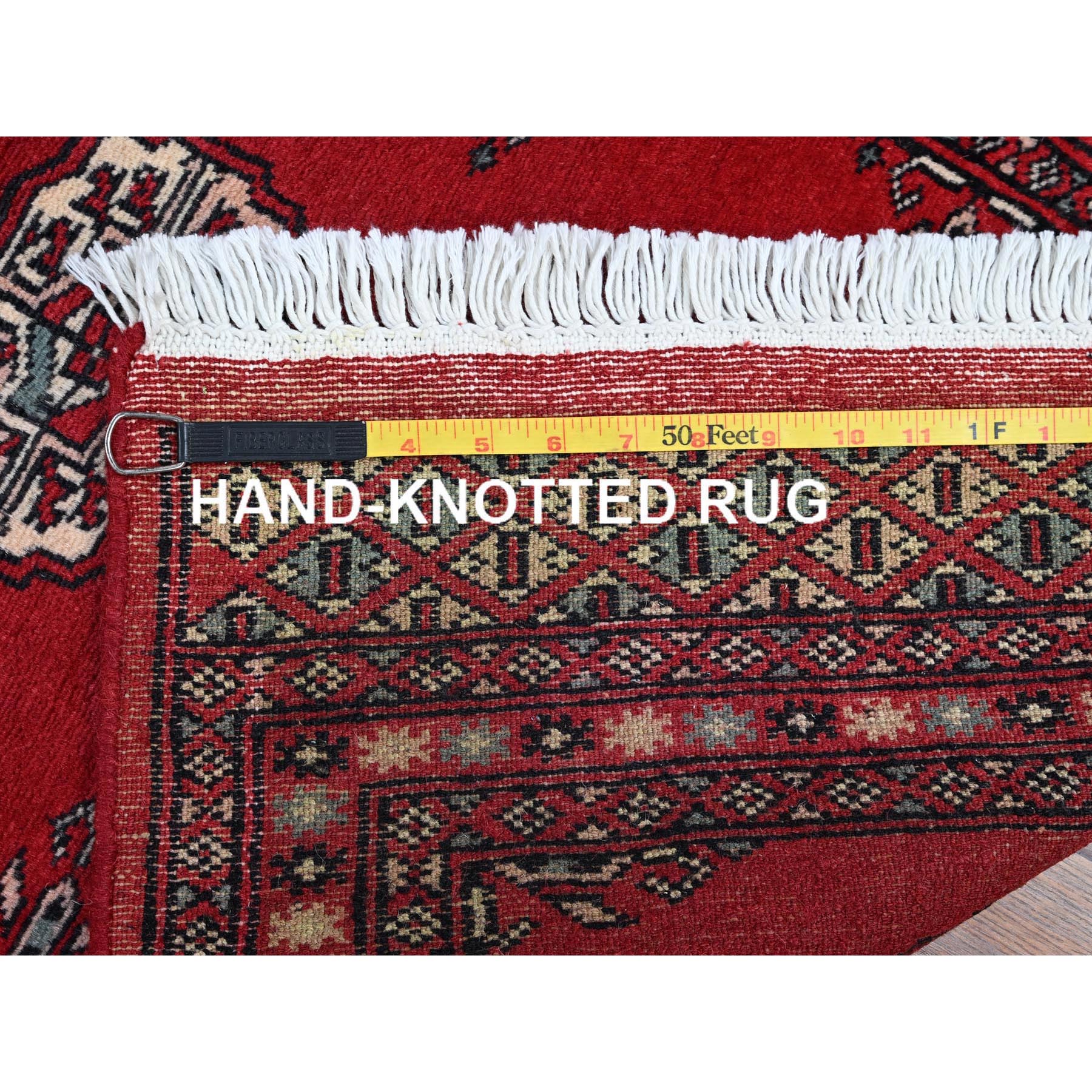 2'2"x6' Crimson Red, Princess Bokara with Tribal Medallions, Natural Dyes, Soft Wool, Hand Knotted, Narrow Runner, Oriental Rug Sh1297