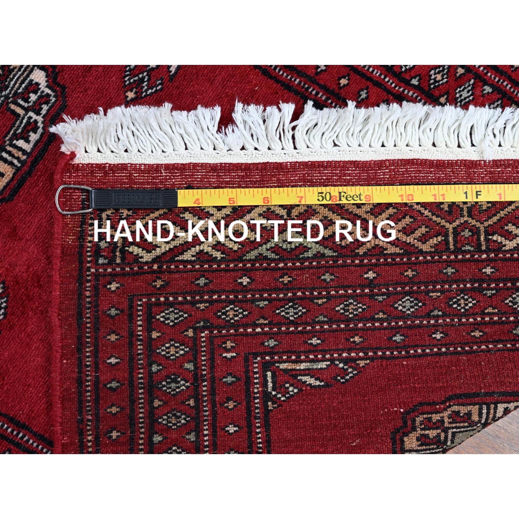 2'x5'6" Arsenal Red, Princess Bokara with Geometric Medallions, Vegetable Dyes, Soft Wool, Hand Knotted, Short & Narrow Runner, Oriental Rug Sh1299