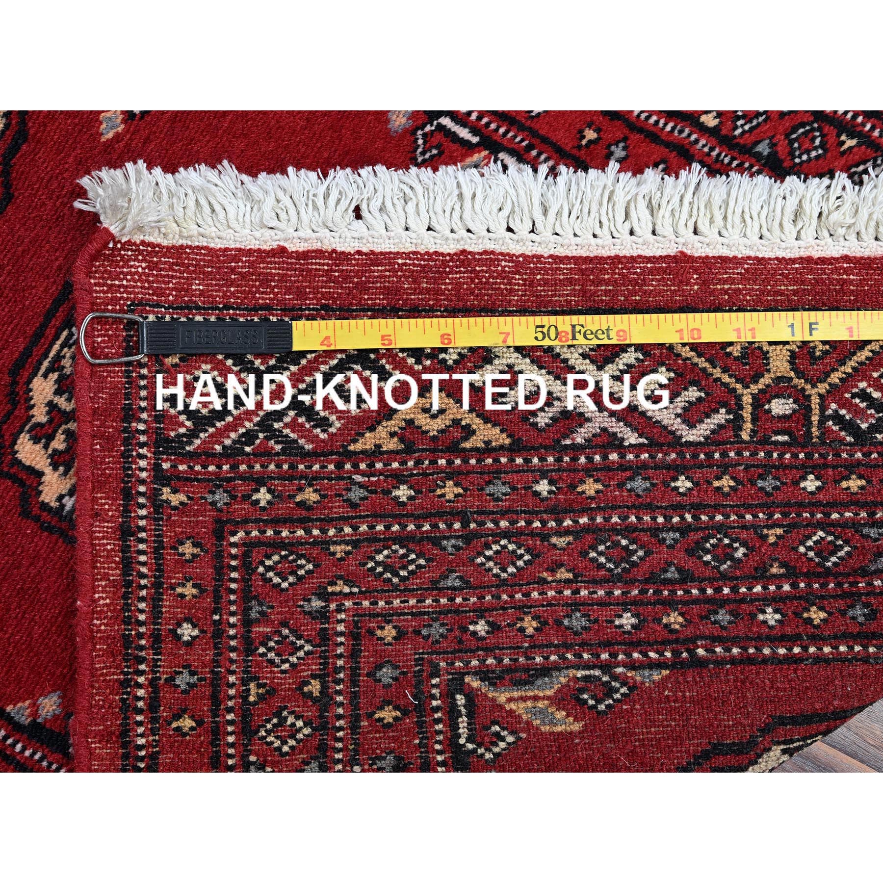 2'1"x6' Crimson Red, Princess Bokara with Tribal Medallions, Natural Dyes, Hand Knotted, Soft Wool, Short & Narrow Runner, Oriental Rug Sh1300