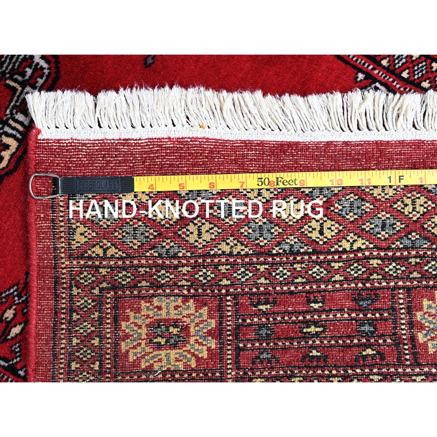 2'7"x8' Chili Red, Princess Bokara with Geometric Medallions, Vegetable Dyes, Hand Knotted, Soft and Velvety Wool, Runner, Oriental Rug Sh1303