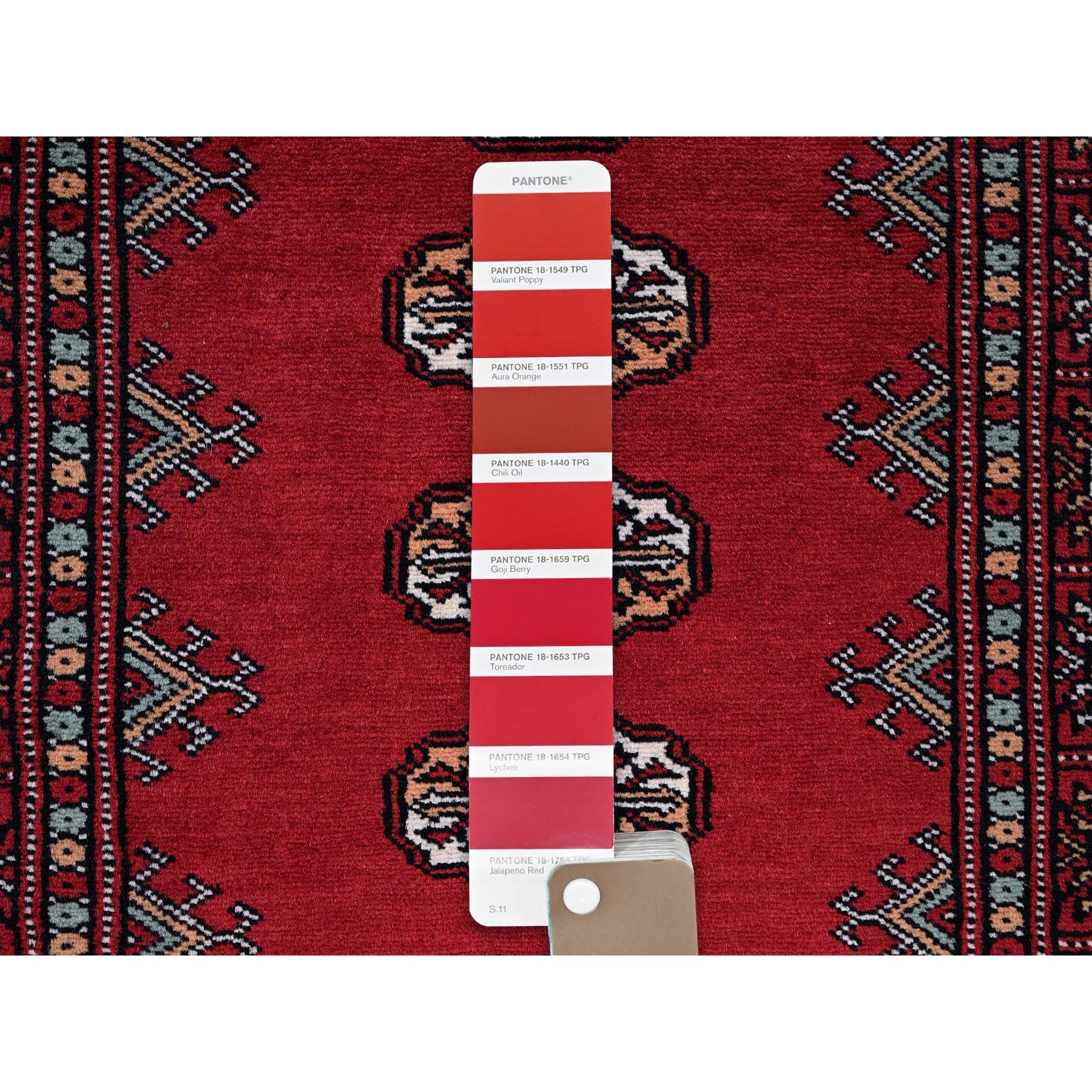 2'6"x8' Berry Red, Soft and Shiny Wool, Princess Bokara with Tribal Medallions, Vegetable Dyes, Hand Knotted, Runner, Oriental Rug Sh1304